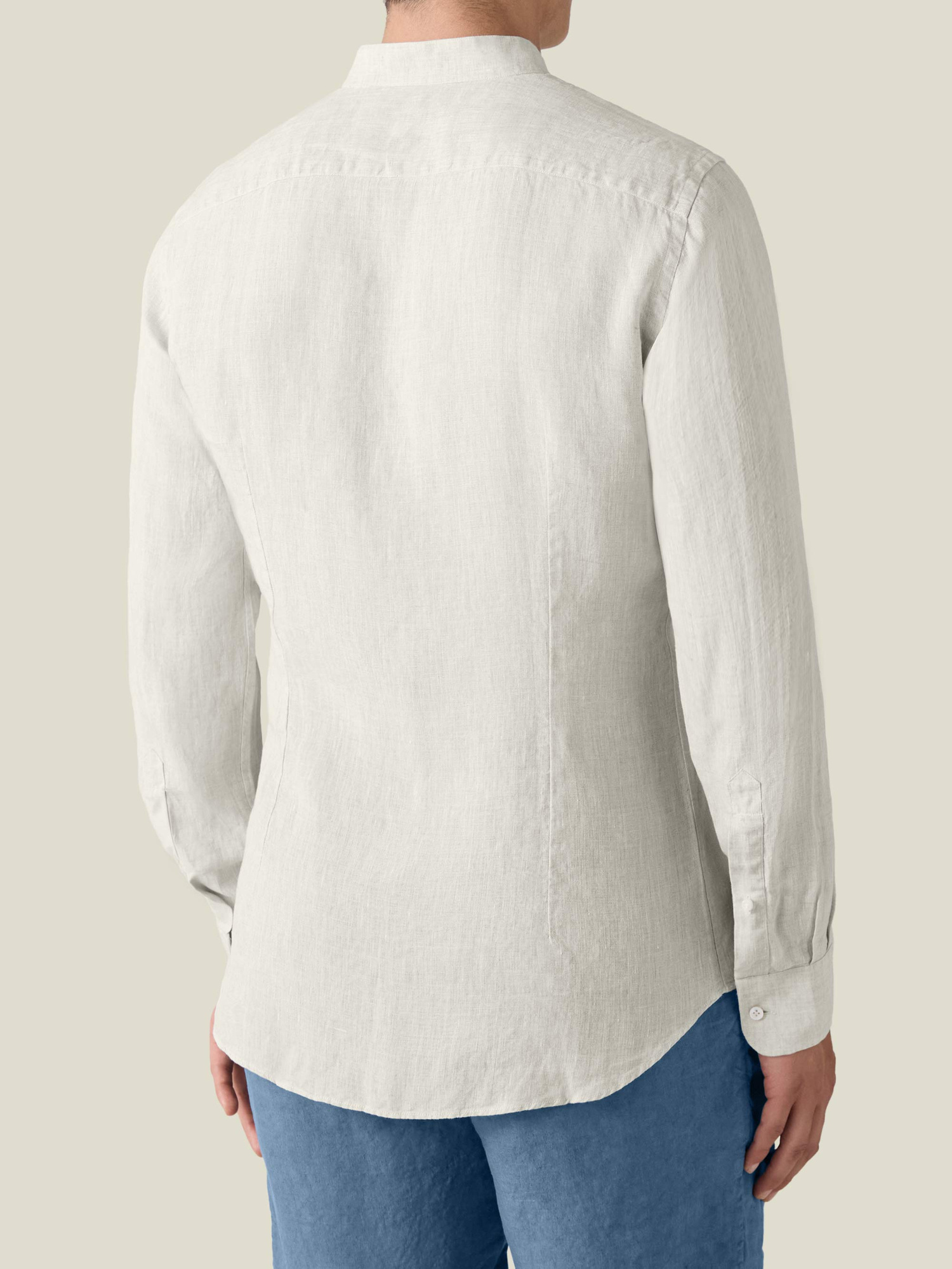 Sand Grandad Collar Linen Shirt | Luca Faloni