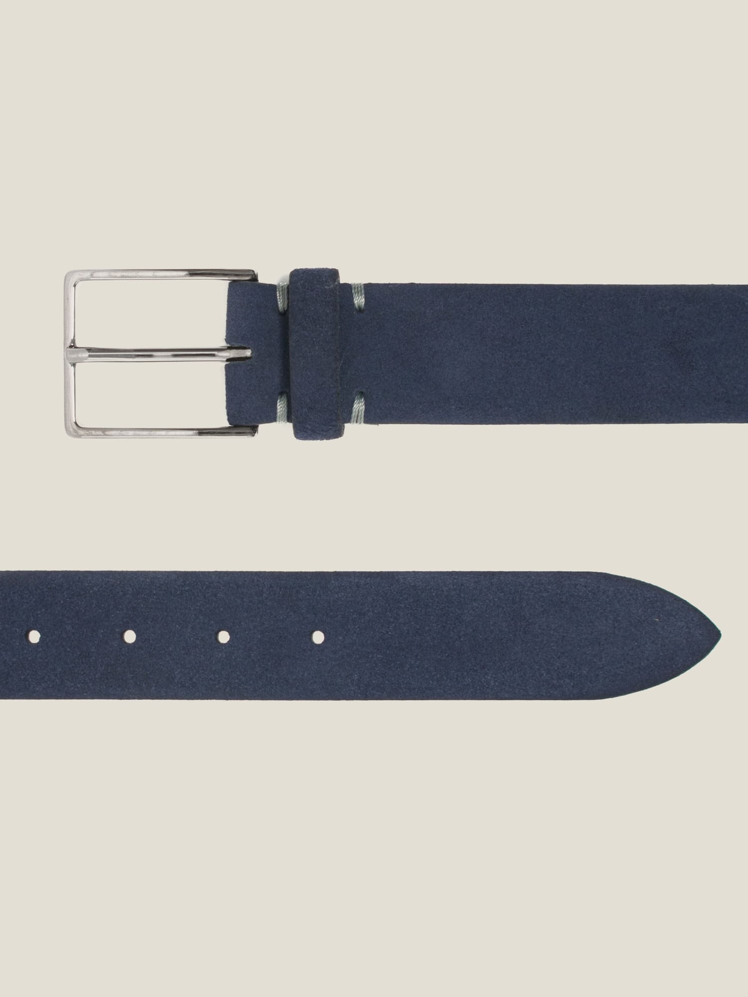 Club Monaco Navy Suede Belt with Silver Buckle Buy Blue Suede Reversible Belt Mens With Silver Buckle | Capo main image 4