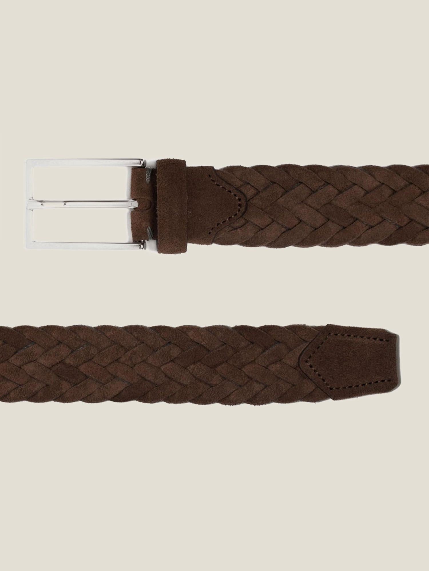Fossil brown suede & metallic leather braided belt L Fossil Women main image 2