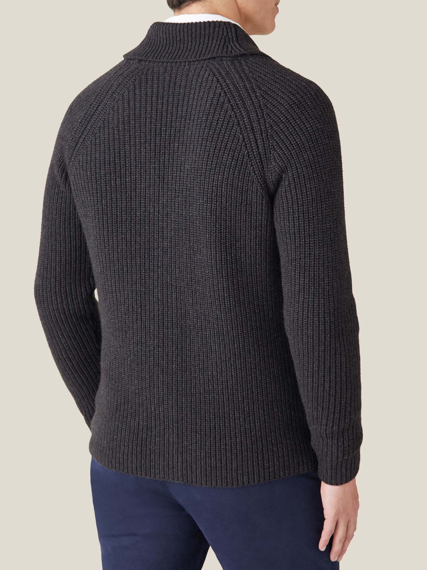Charcoal Grey Chunky Knit Cashmere Cardigan | Luca Faloni