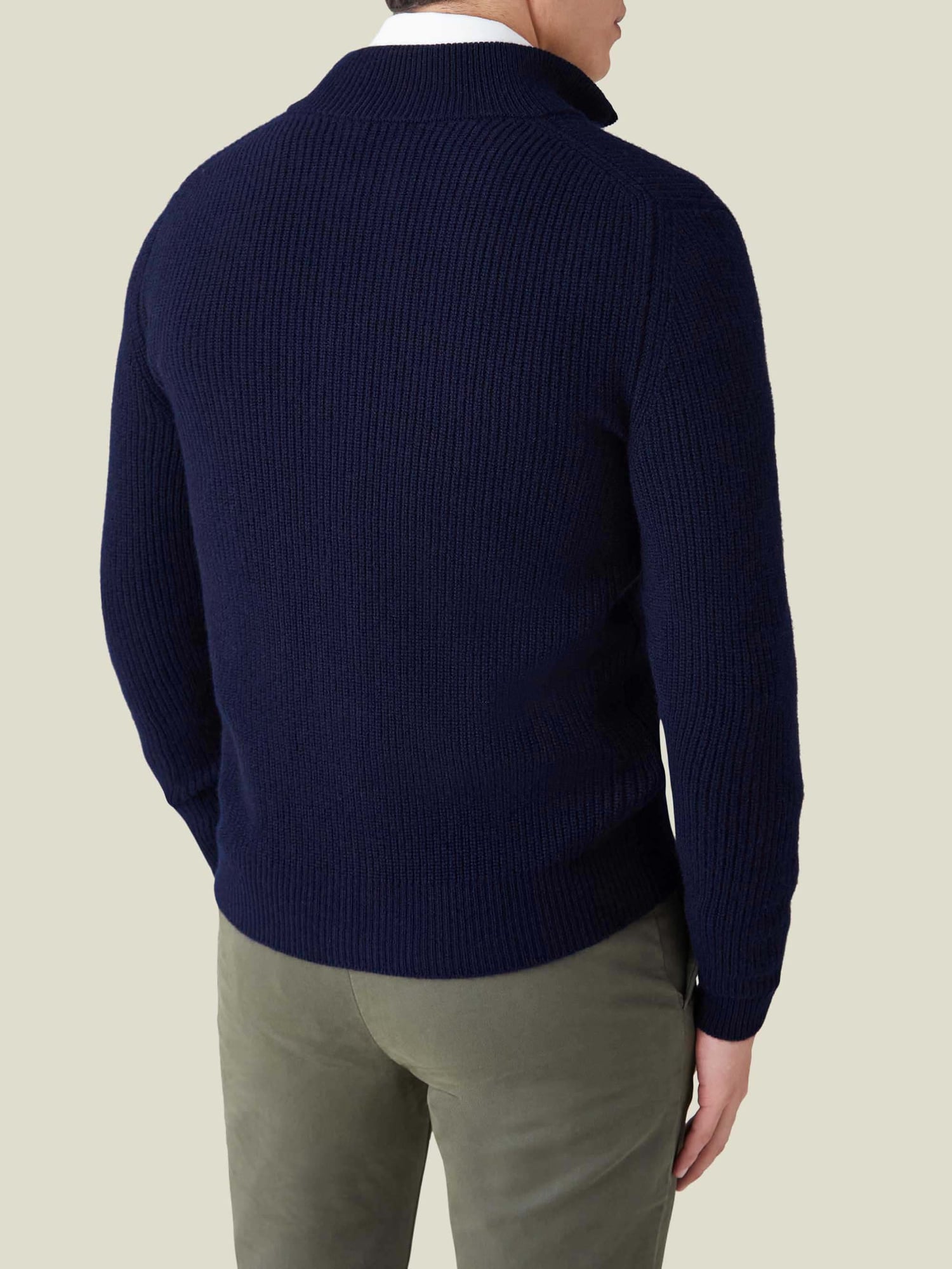 Midnight Blue Chunky Knit Cashmere Zip Cardigan | Luca Faloni