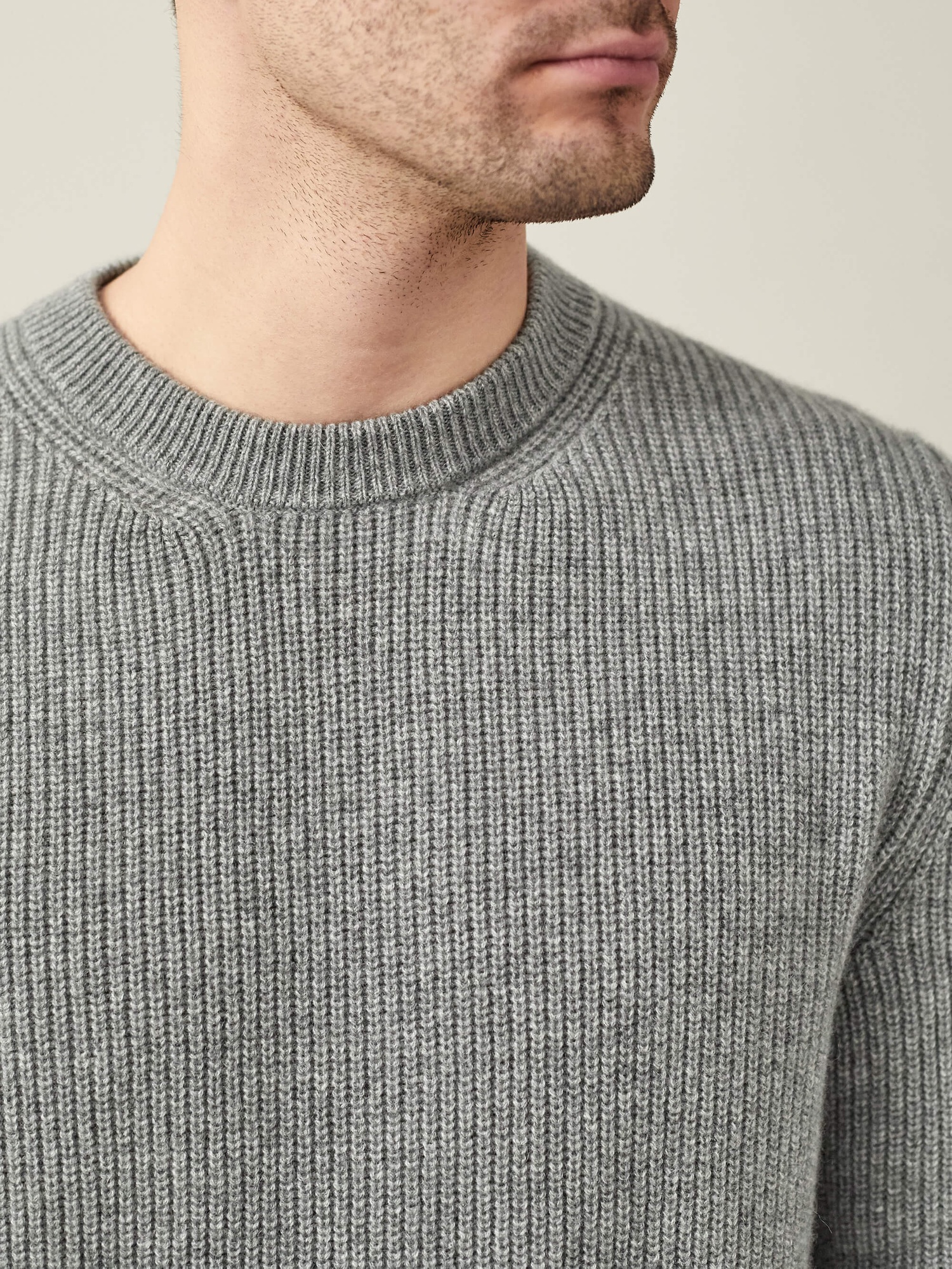 Dolomiti Grey Chunky Knit Cashmere Crew Neck | Luca Faloni
