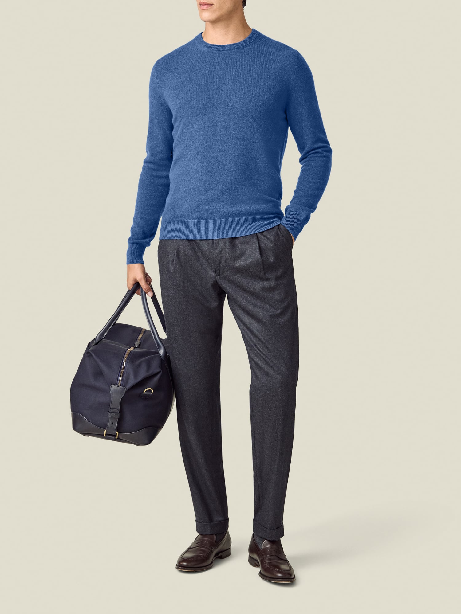 Cobalt Blue Cashmere Crew Neck | Luca Faloni