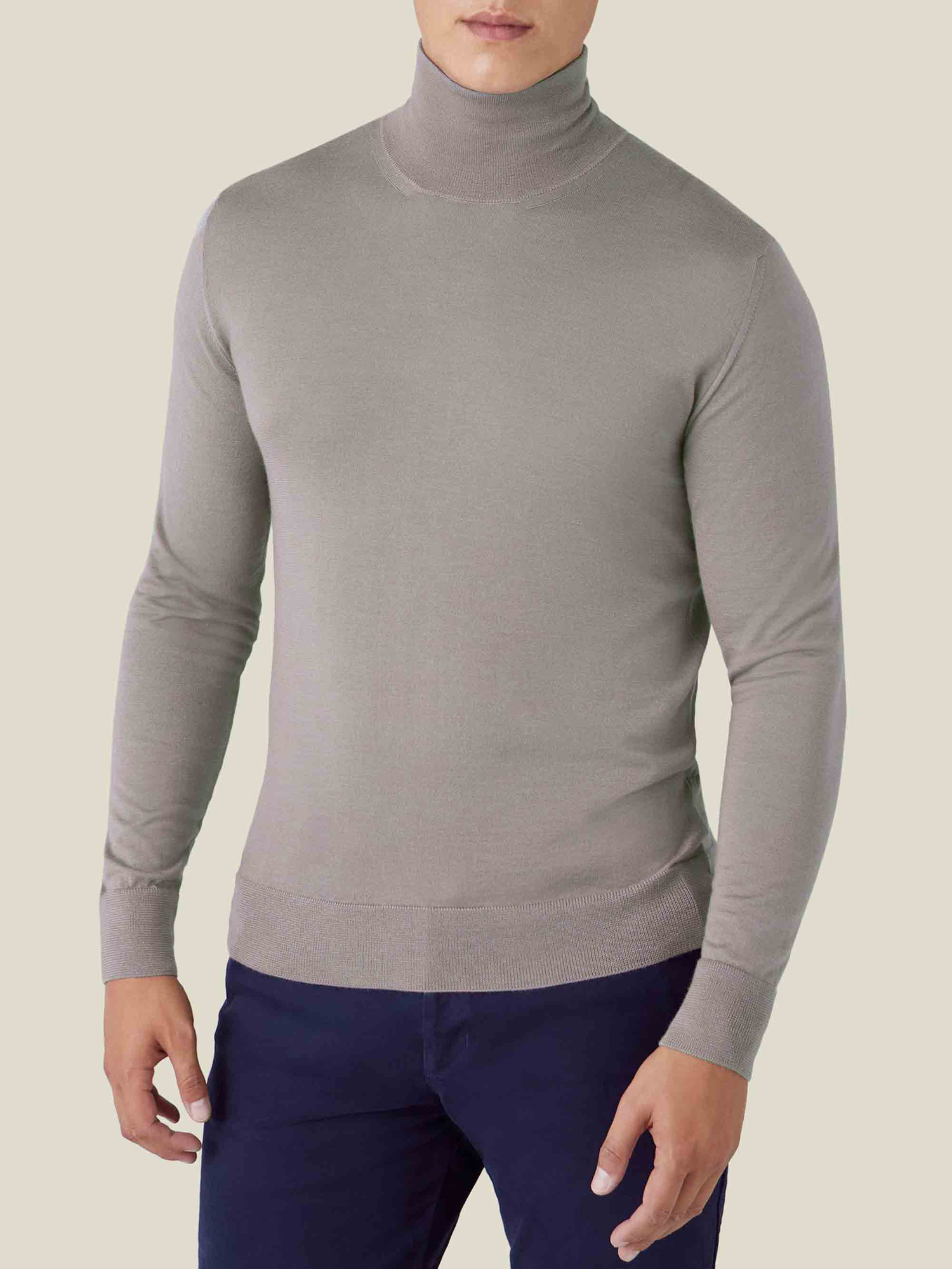 Nocciola Brown Silk-Cashmere Mock Neck | Luca Faloni