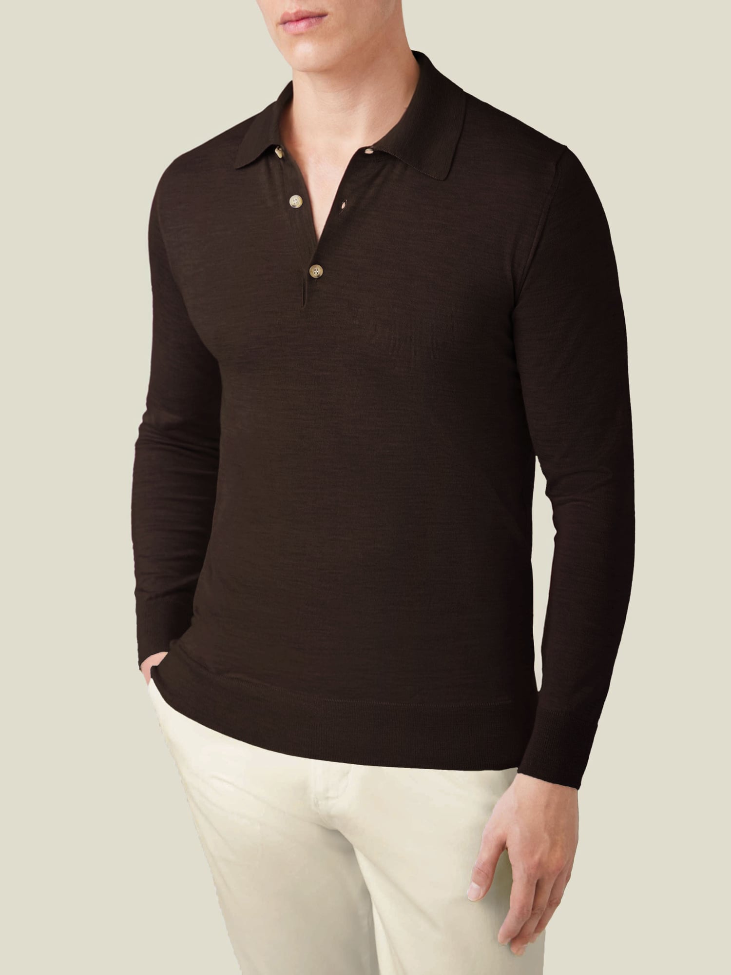 Chocolate Brown Silk-Cashmere Polo | Luca Faloni