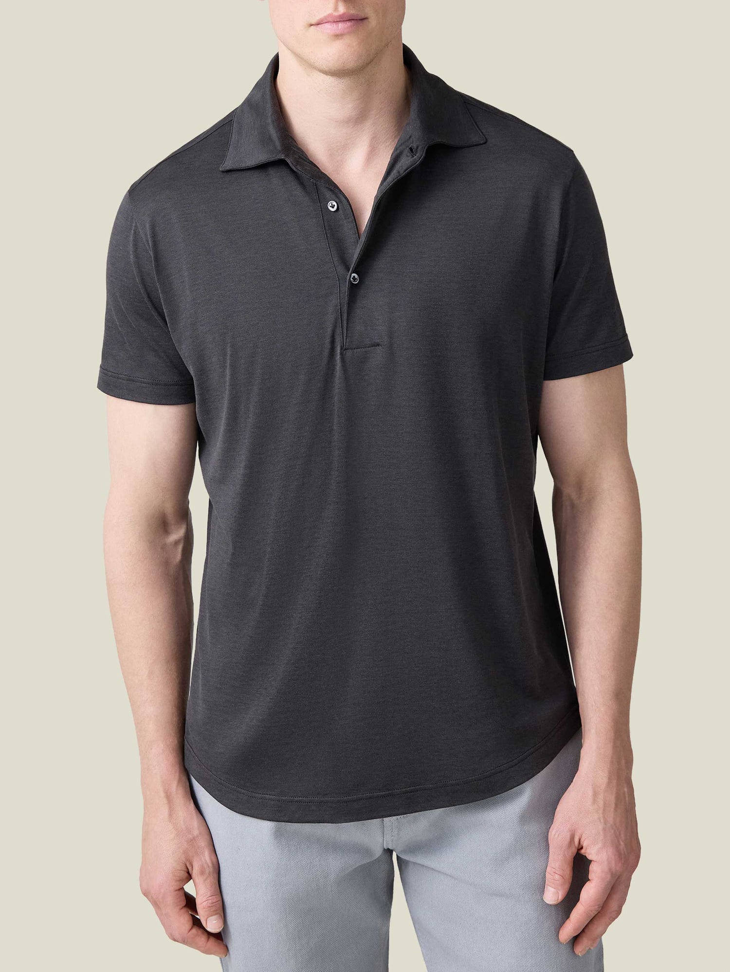 Men's Silk-Cotton Knit Polo Shirt | Luca Faloni