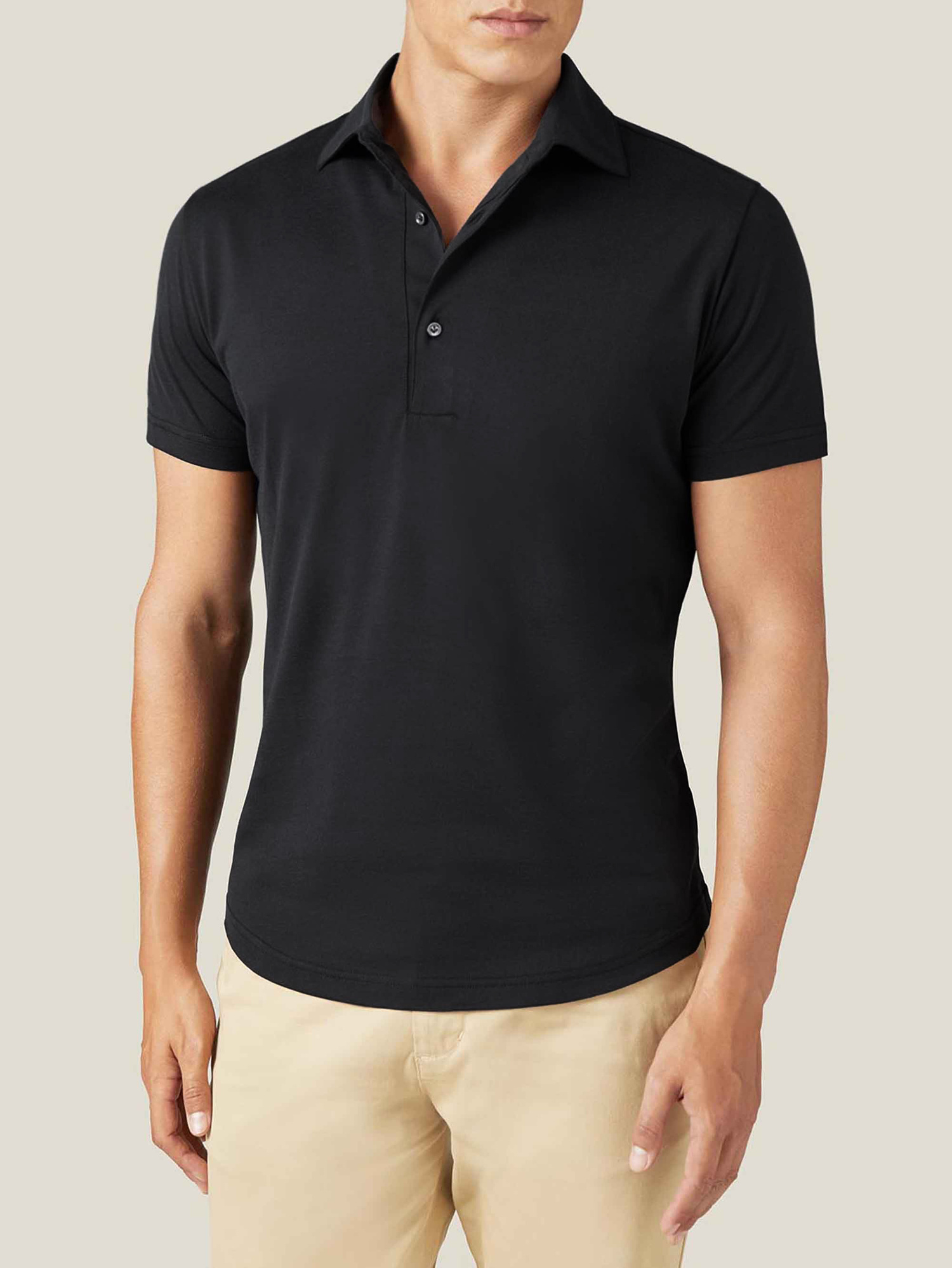 STUDIOUS Washable Silk Cotton Polo ブラック 350_78a720f00c-luca-
