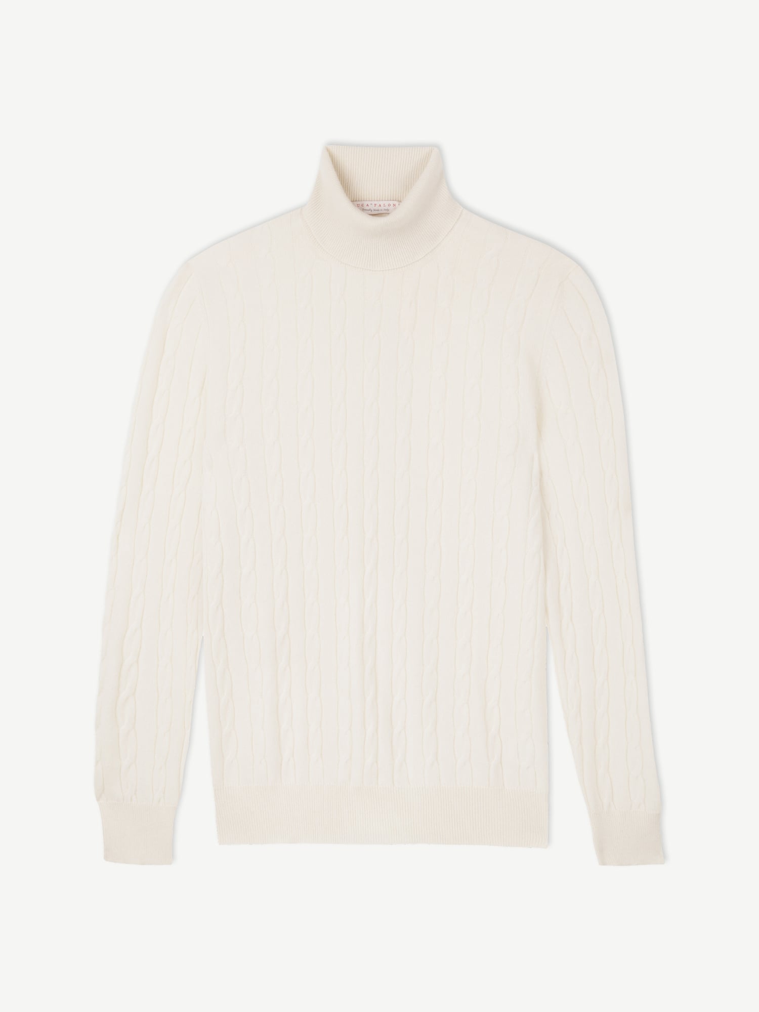 Cream Cashmere Cable Knit Roll Neck | Luca Faloni