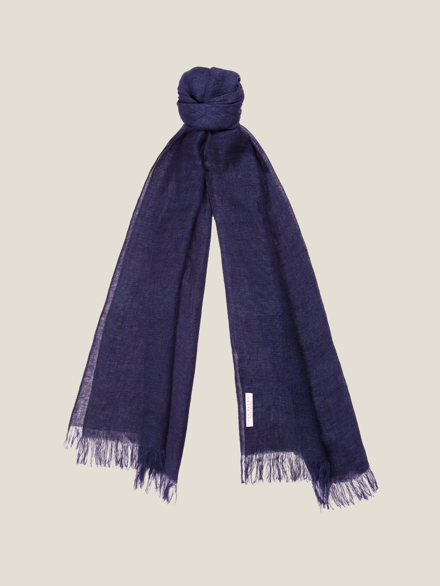 Light Blue Melange Linen Scarf | Luca Faloni