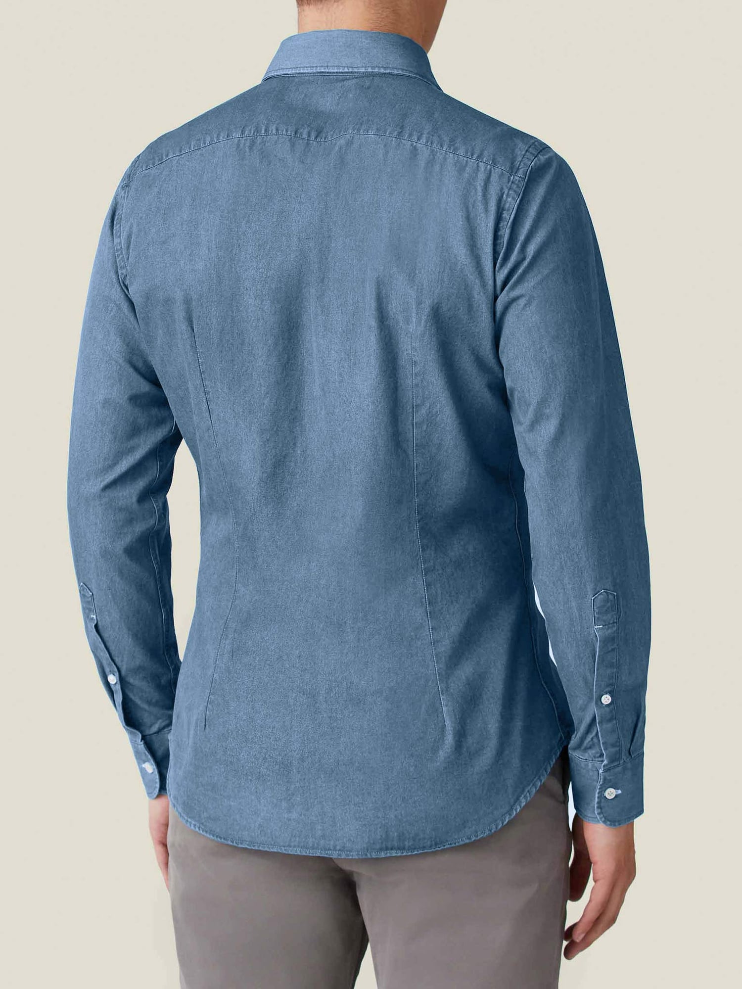 Back view of the Luca Faloni denim shirt