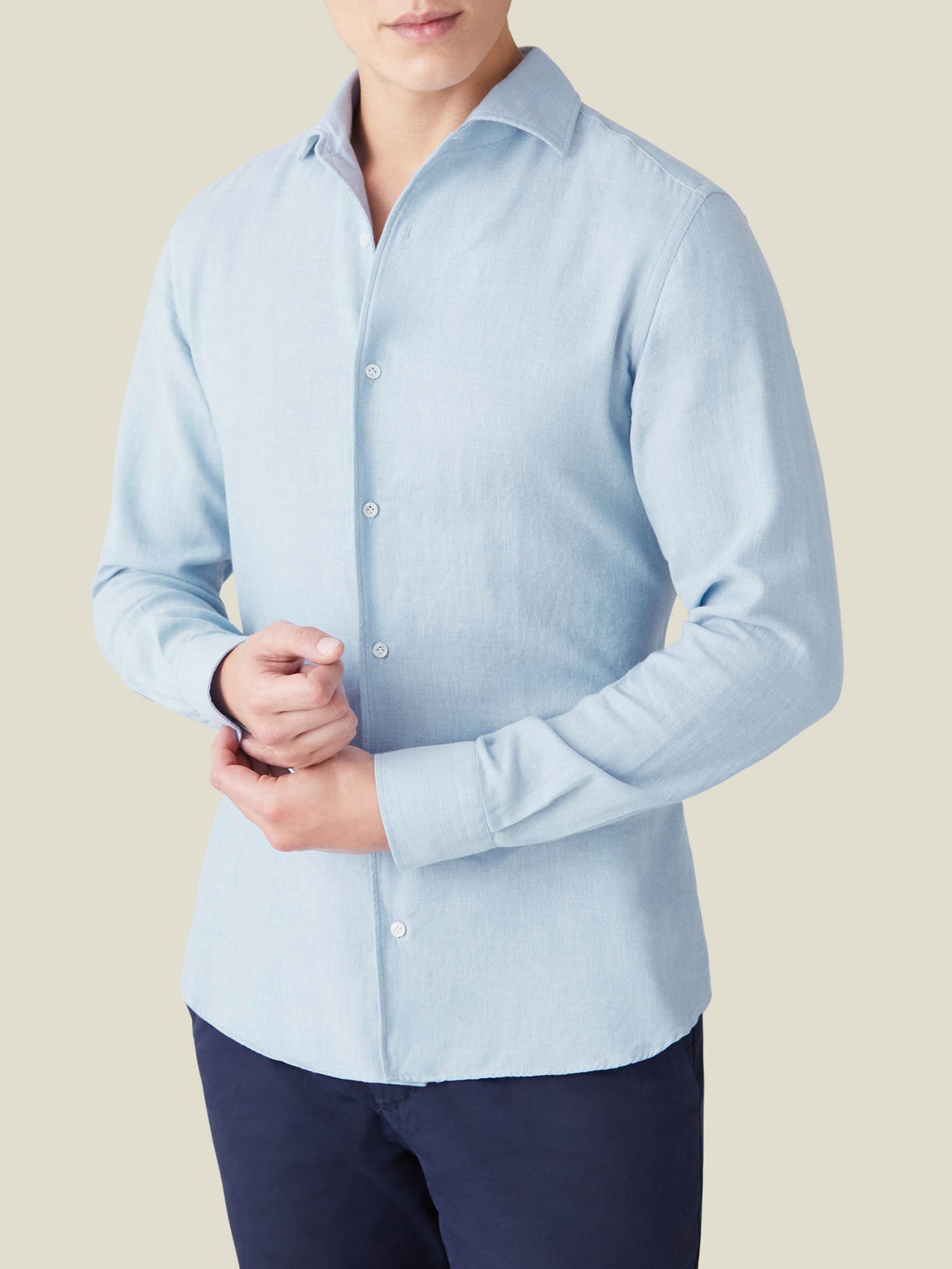Light Blue Cashmere-Cotton Shirt | Luca Faloni
