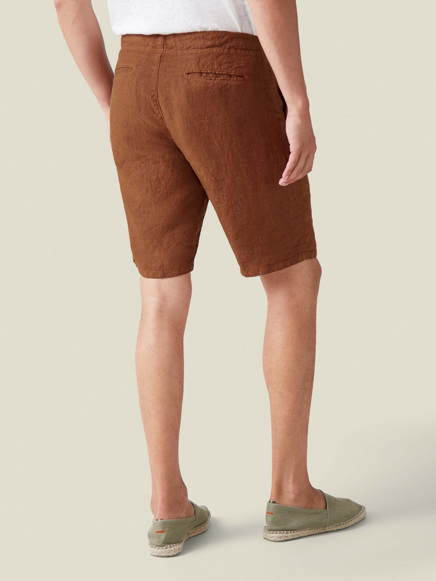 melanotan bermuda Brown Linen Shorts