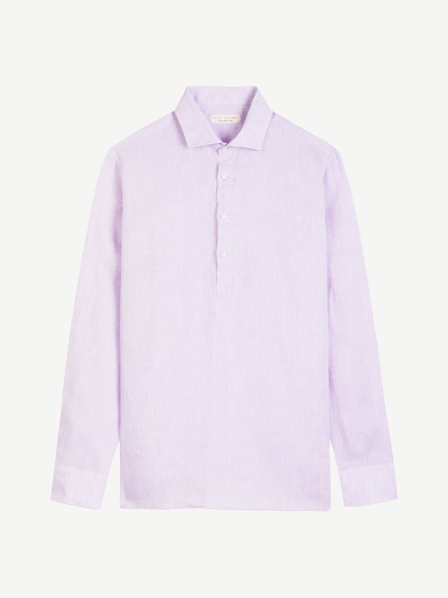 Lilac Classic Collar Popover Linen Shirt | Luca Faloni