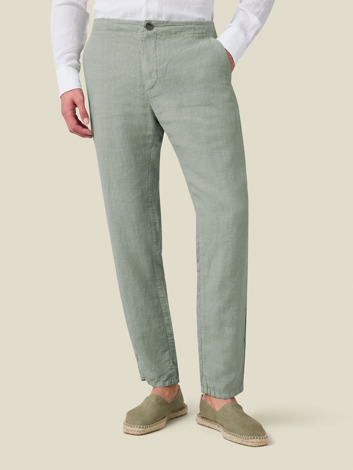 Sage Green Linen Trousers | Luca Faloni