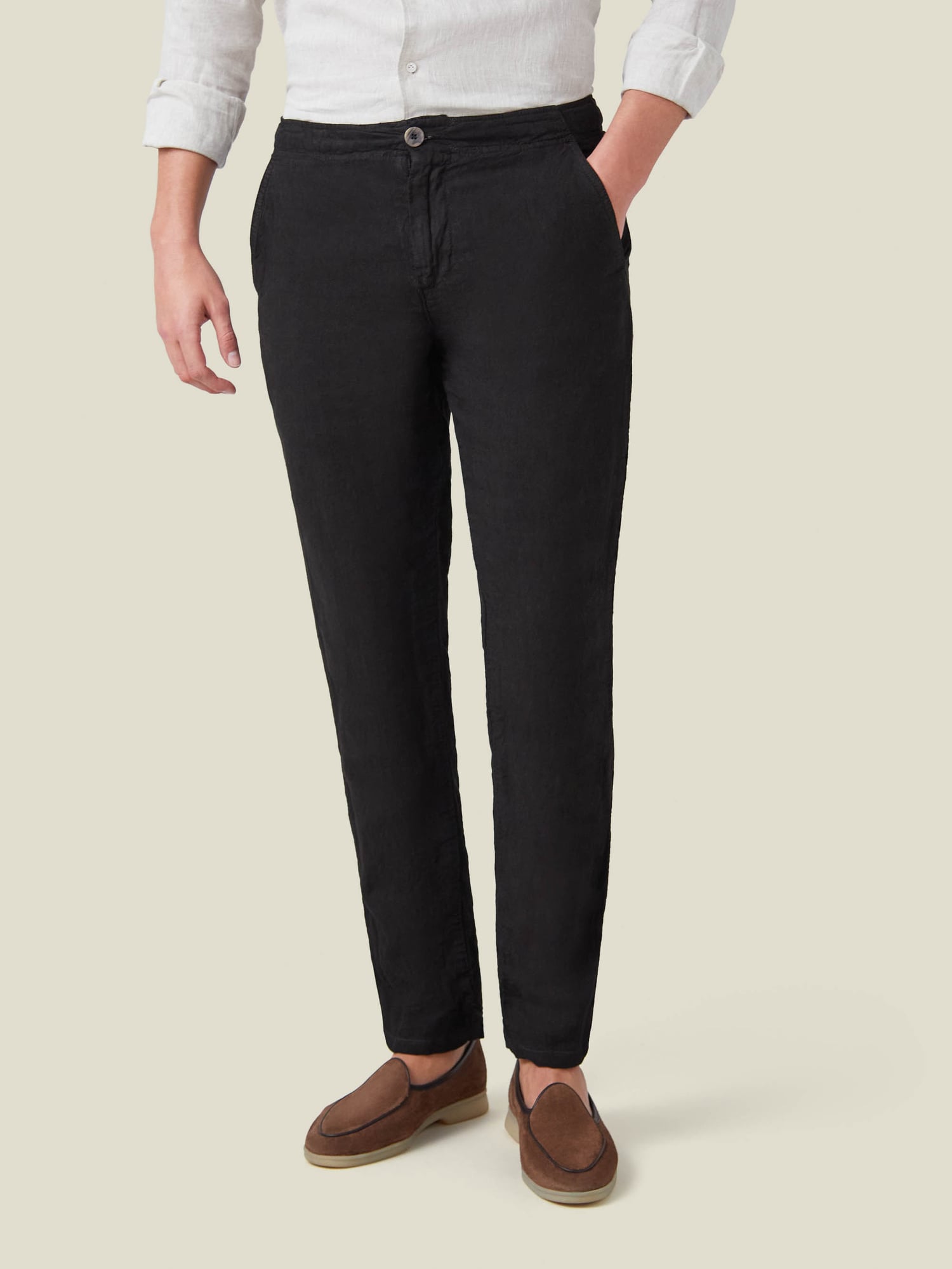 Black Linen Trousers | Luca Faloni