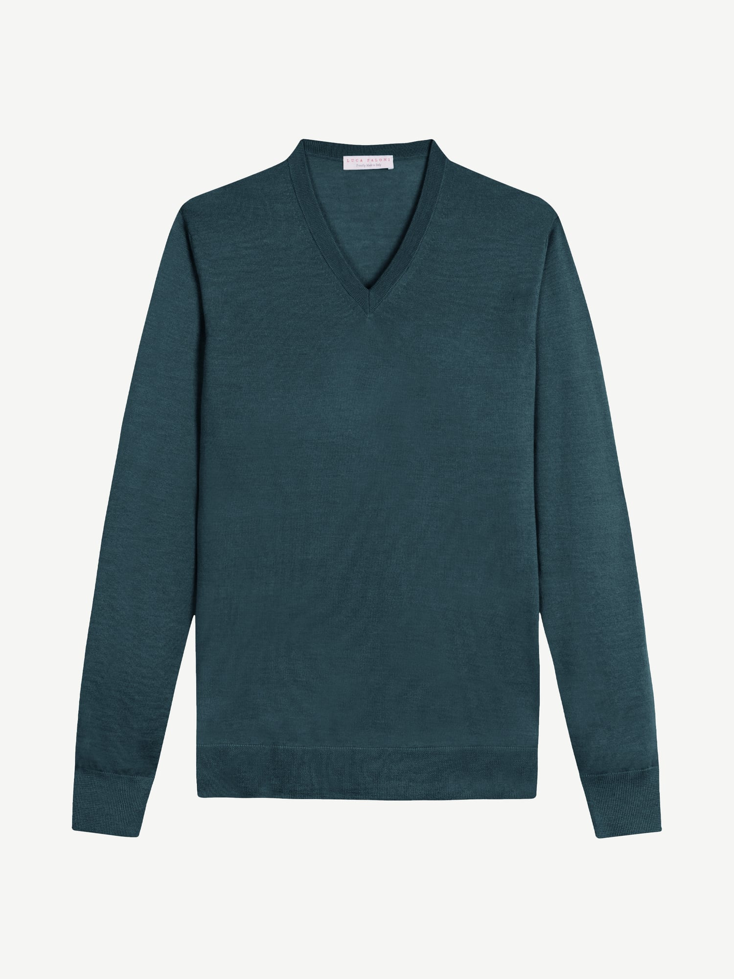 Forest Green Silk-Cashmere V Neck | Luca Faloni