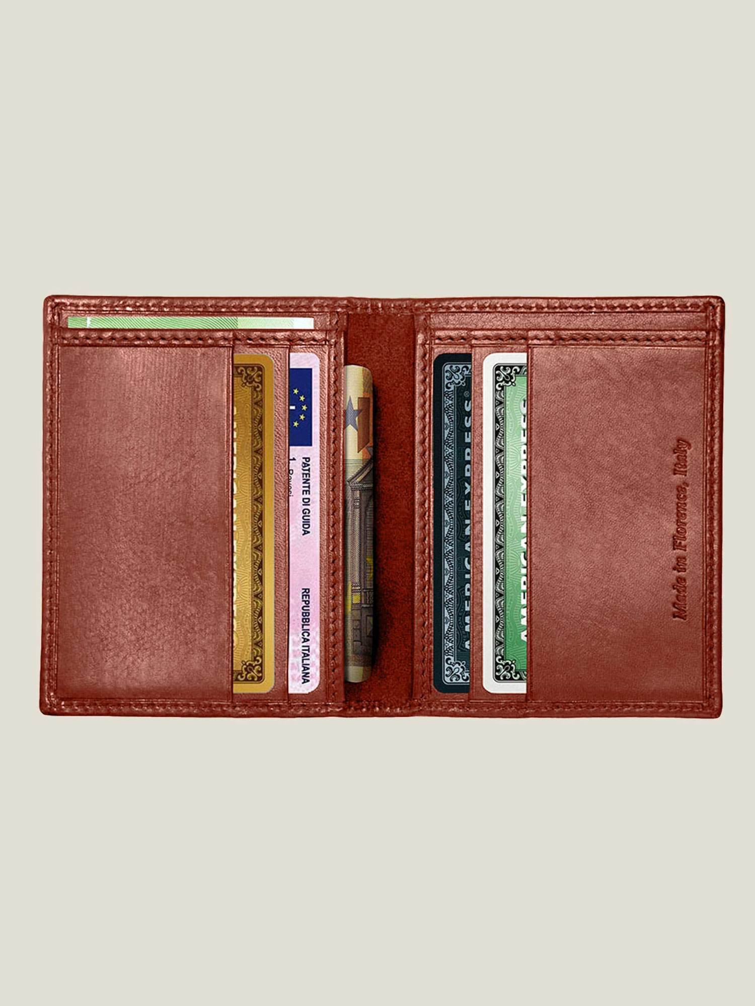 Caramel Brown Leather Cardholder | Luca Faloni