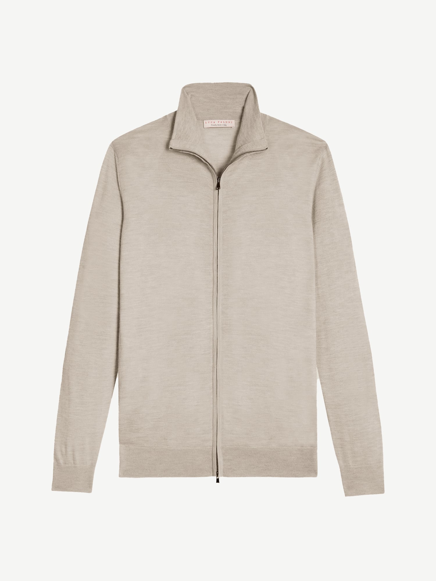 Oatmeal Silk-Cashmere Zip Cardigan | Luca Faloni