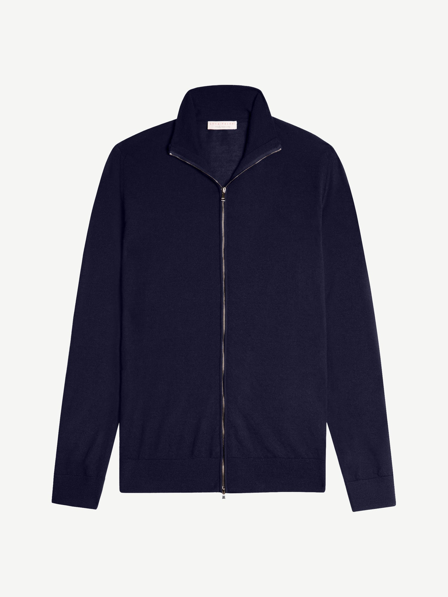 Navy Blue Silk-Cashmere Zip Cardigan | Luca Faloni