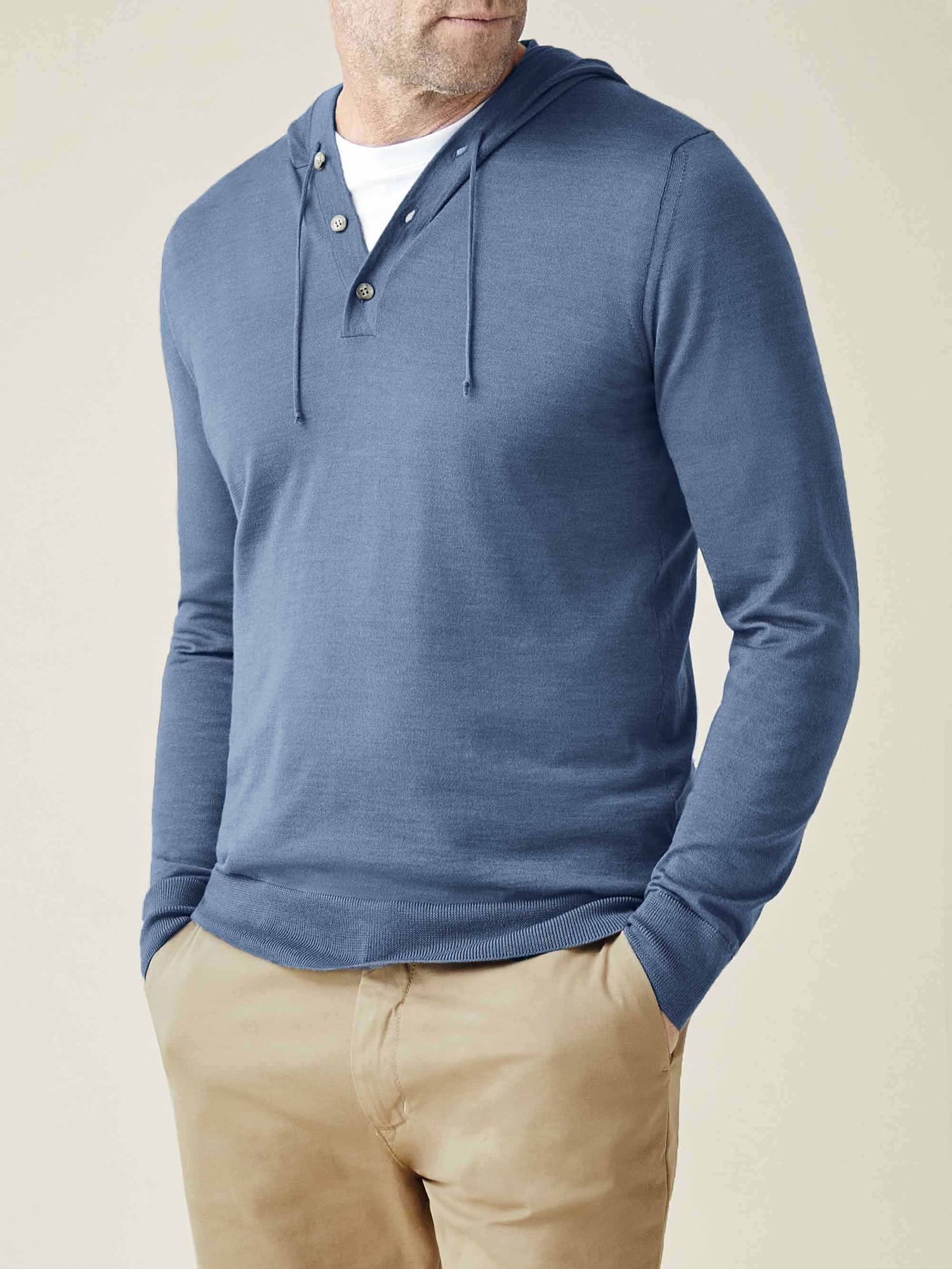 Luca Faloni - Hoodie Jumper - Silk-Cashmere - 3-Button Closure - Rib-knit Cuffs and Hem