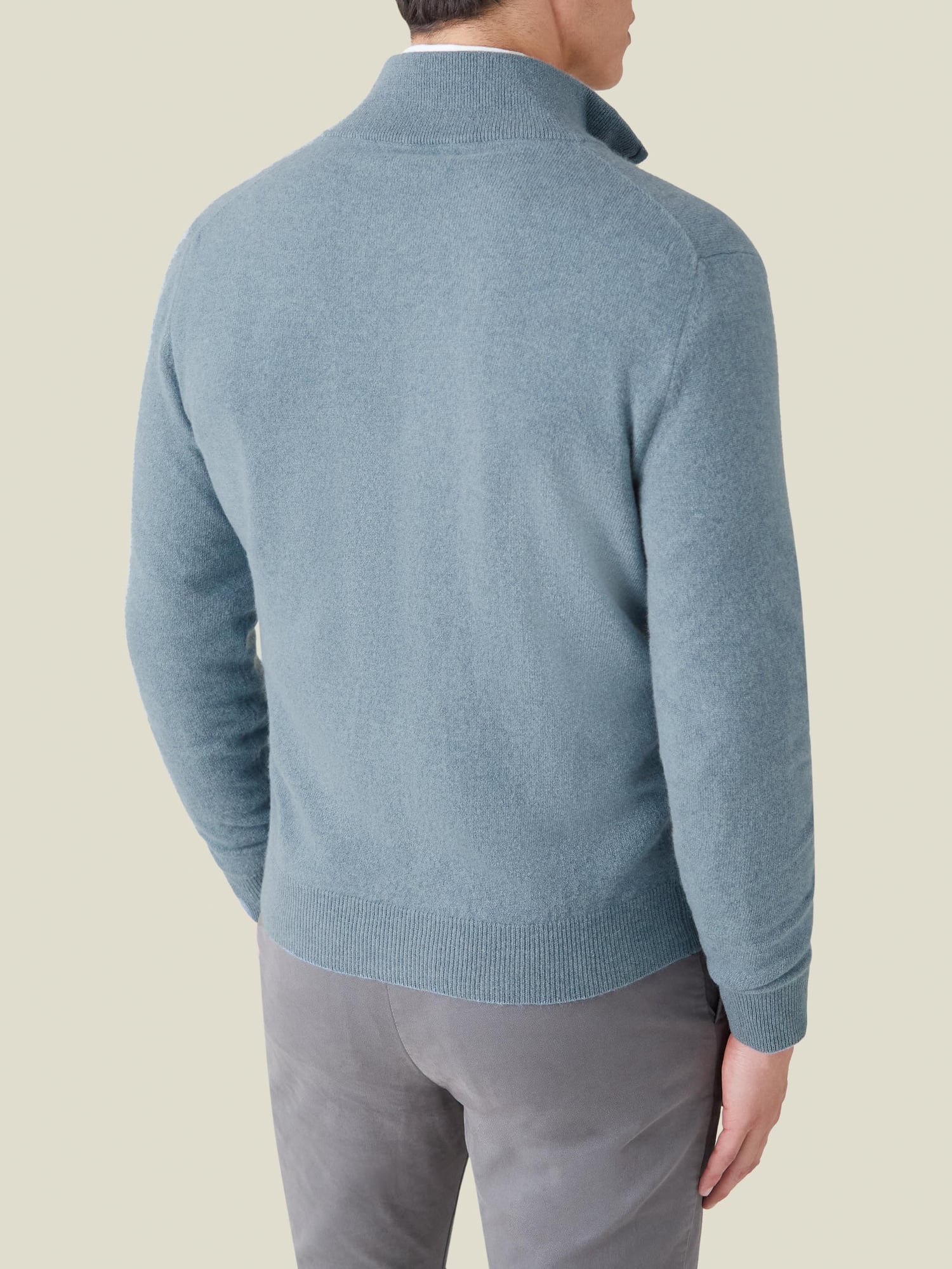 French Blue Cashmere Zip Cardigan | Luca Faloni