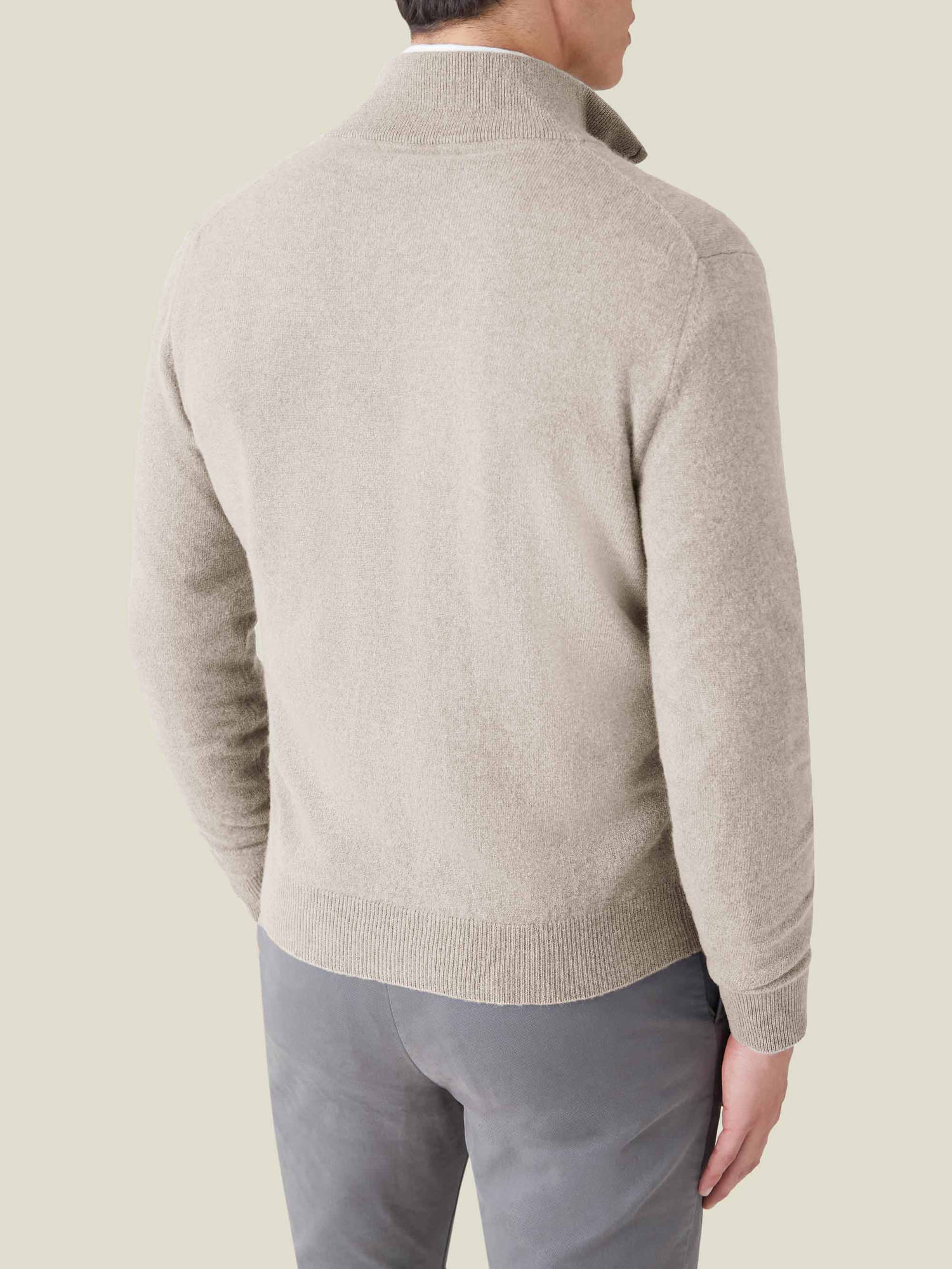 Almond Cashmere Zip Cardigan | Luca Faloni