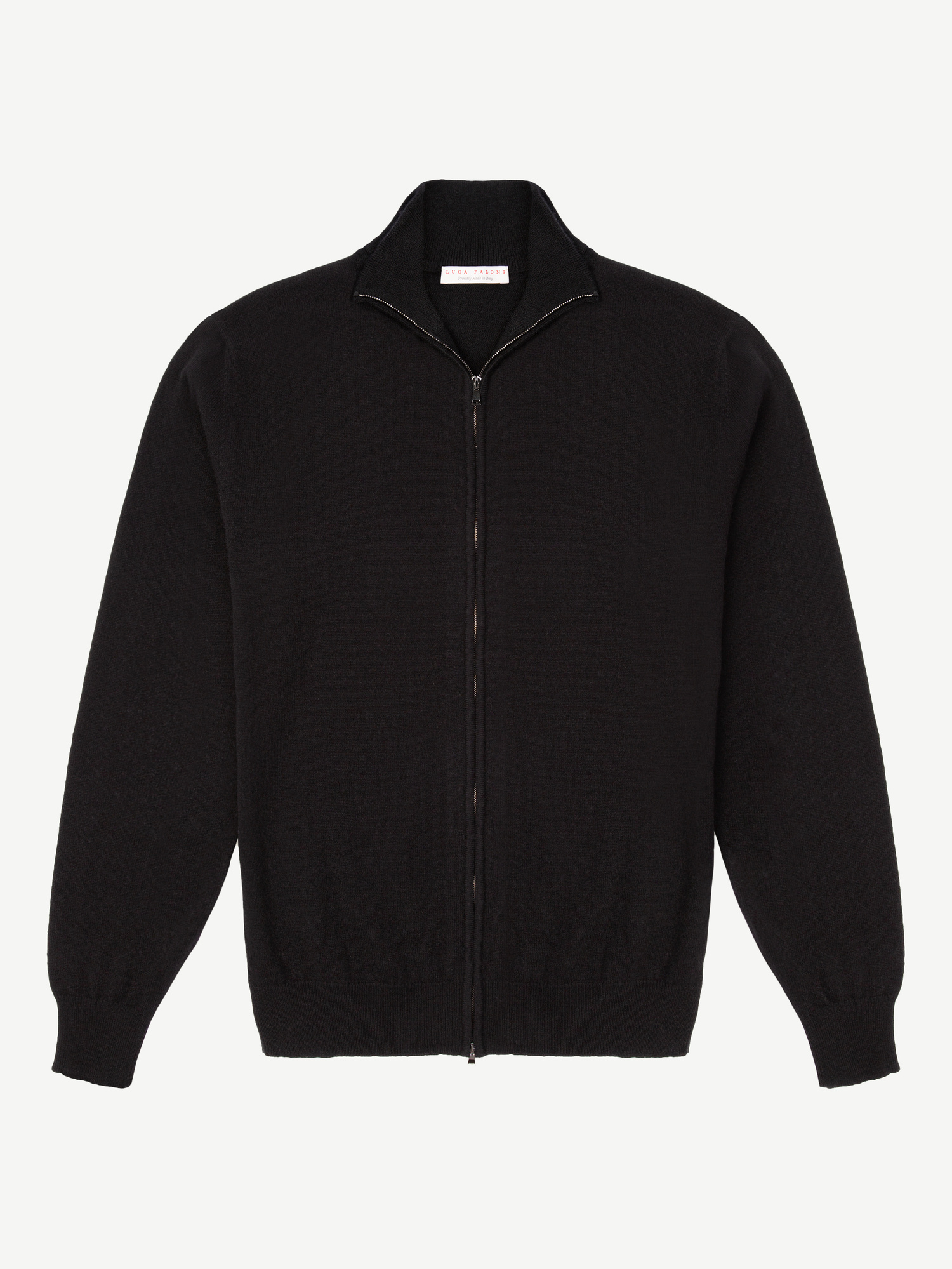 Black Cashmere Zip Cardigan | Luca Faloni
