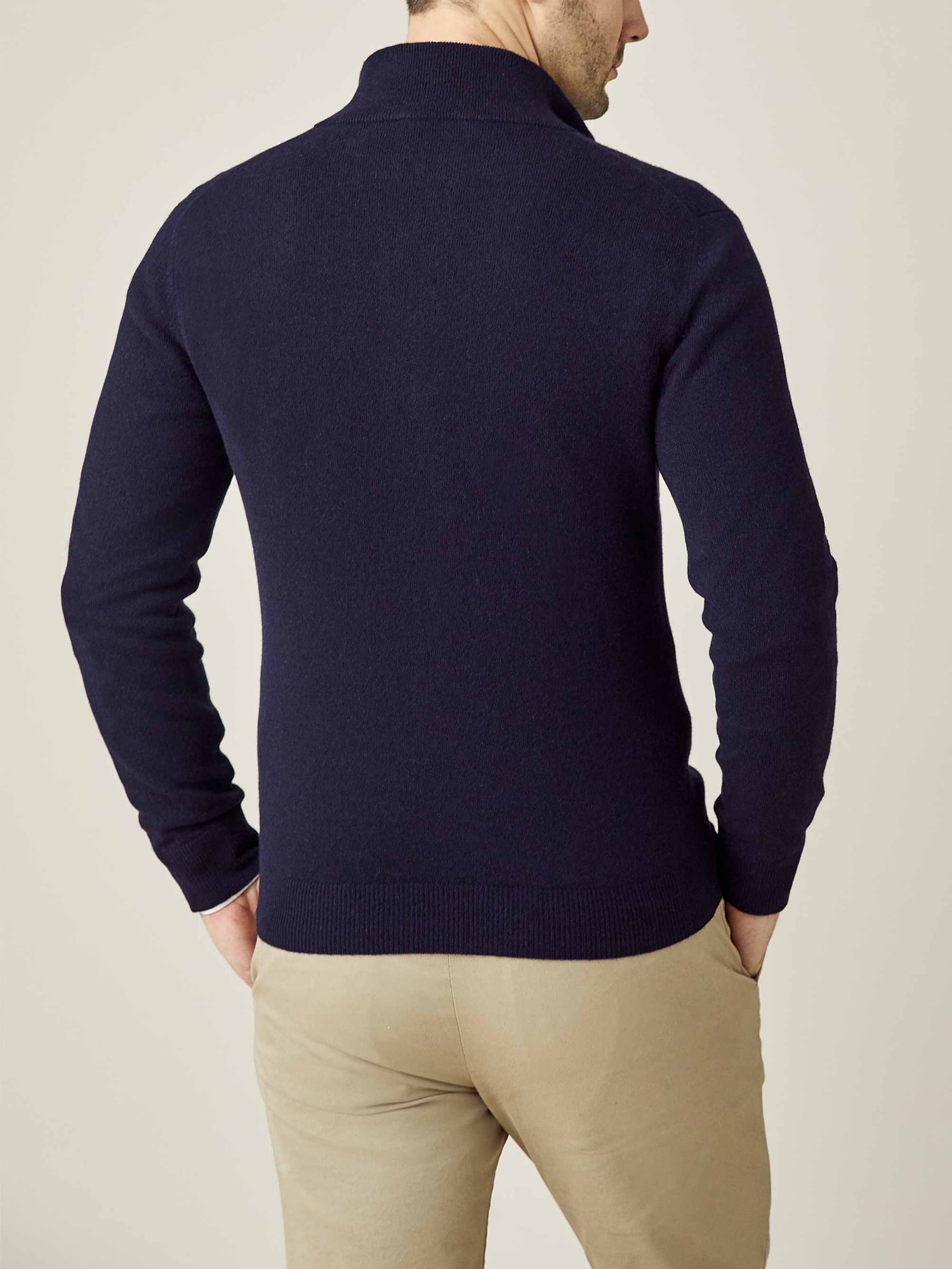 Midnight Blue Cashmere Zip Cardigan | Luca Faloni