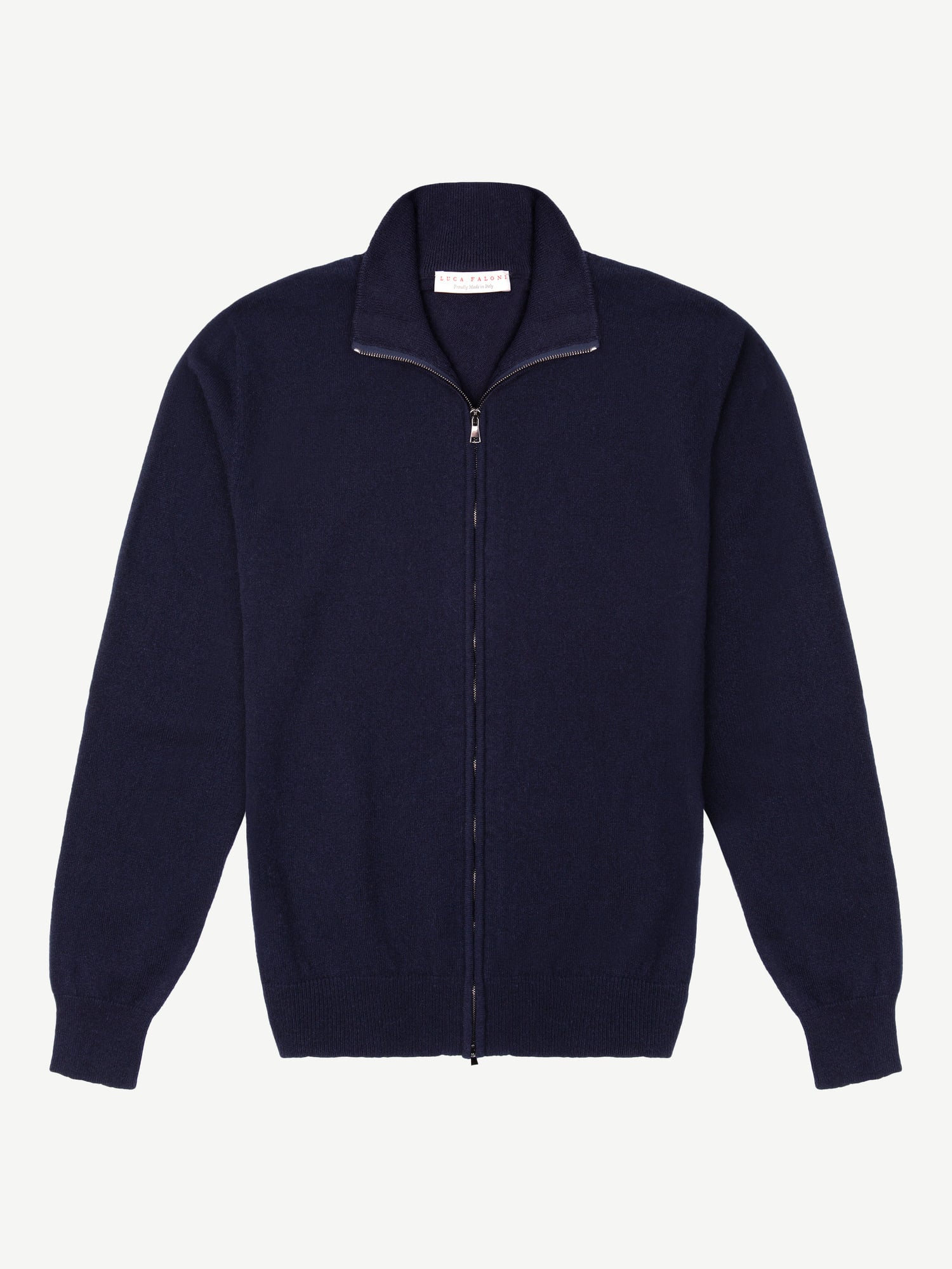 Midnight Blue Cashmere Zip Cardigan | Luca Faloni