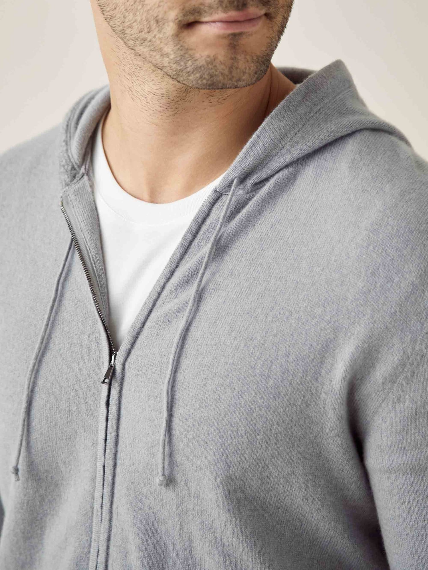 Misty Grey Cashmere Zip Hoodie | Luca Faloni