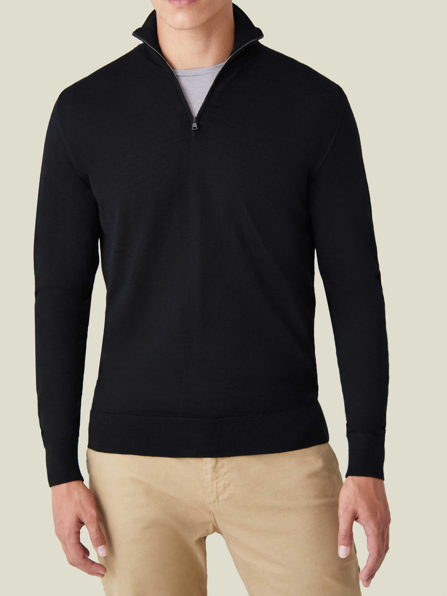 Black Silk-Cashmere Zip-up | Luca Faloni