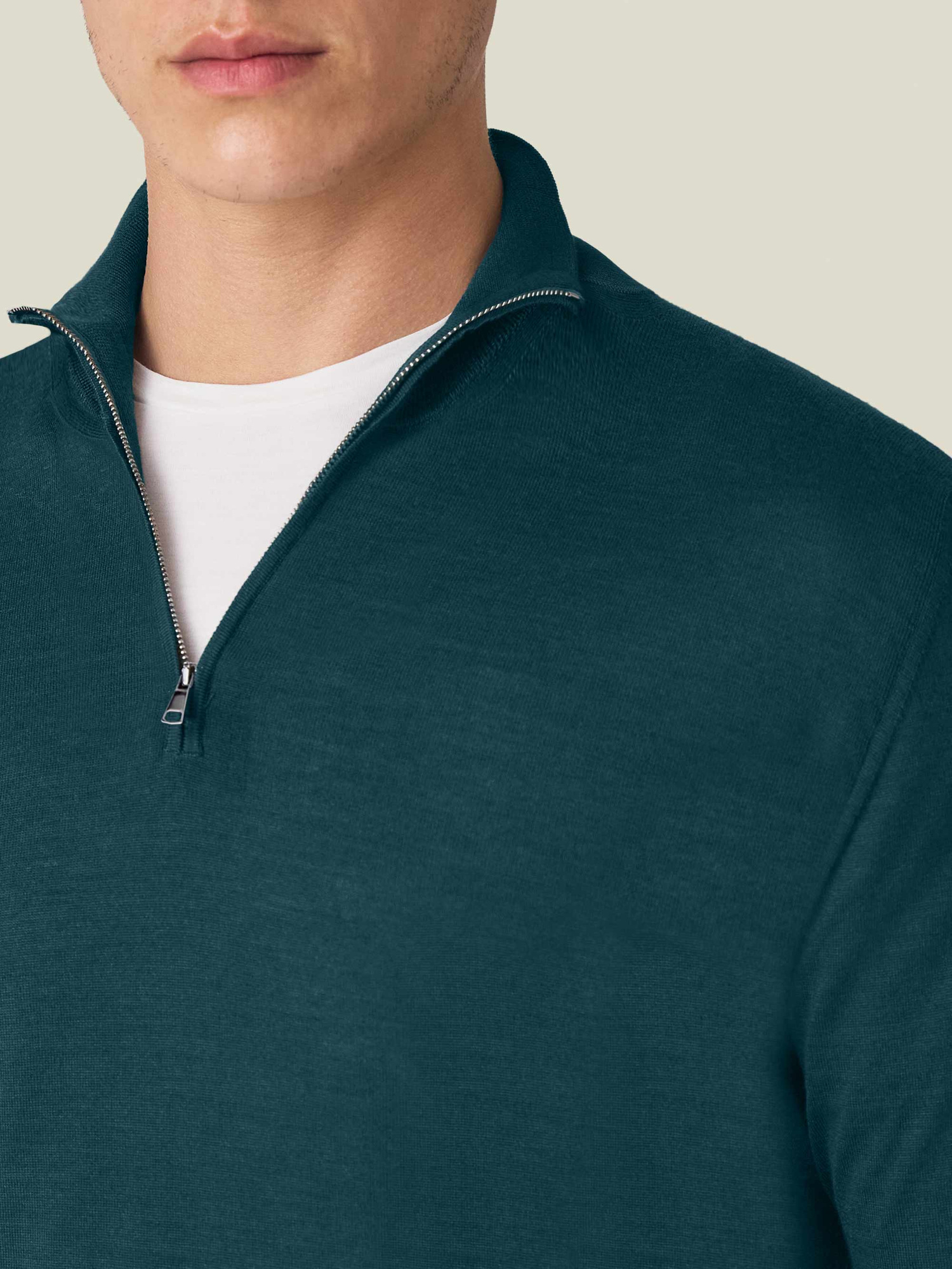 Forest Green Silk-Cashmere Zip-up | Luca Faloni