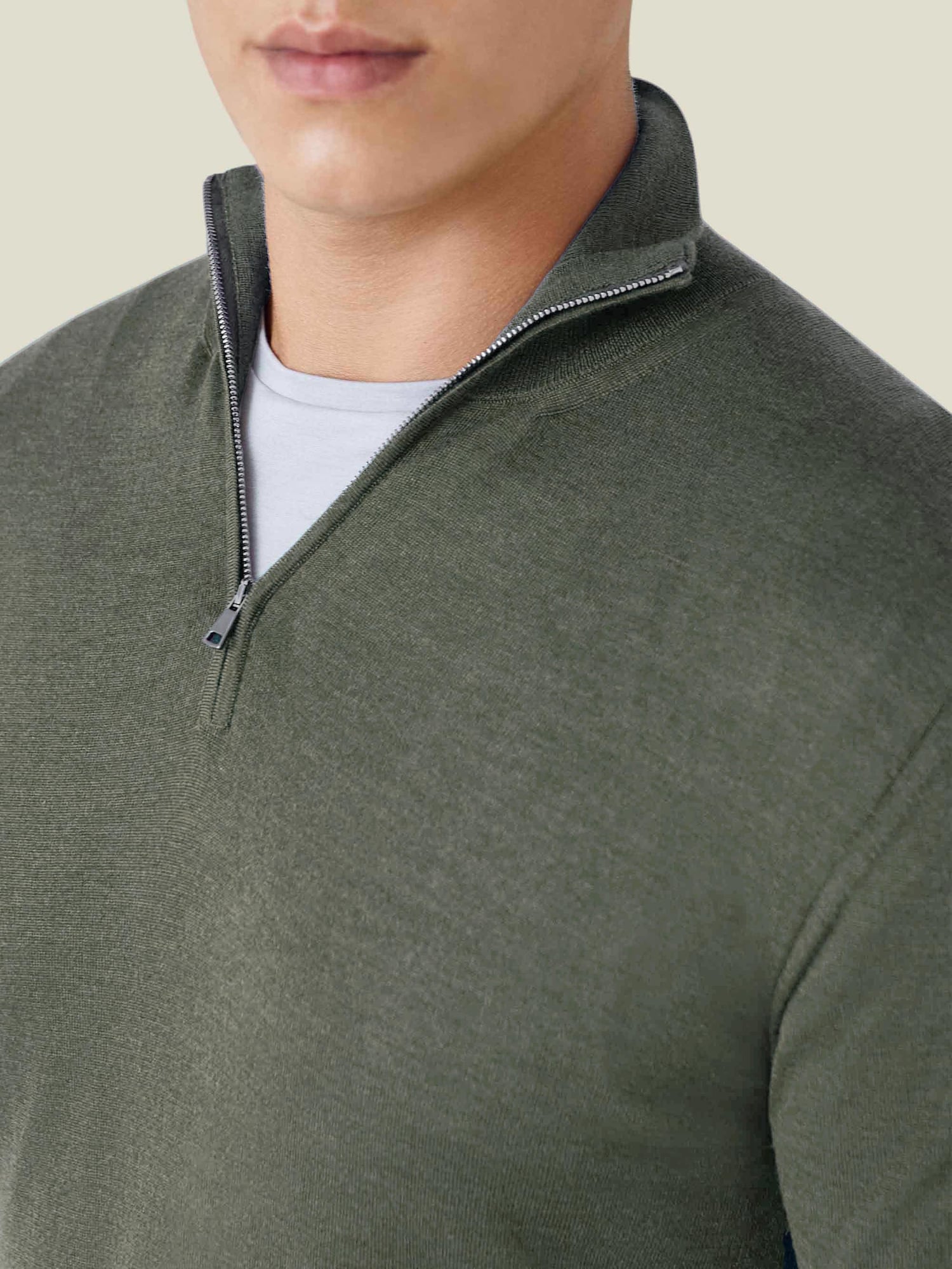 Moss Green Silk-Cashmere Zip-up | Luca Faloni