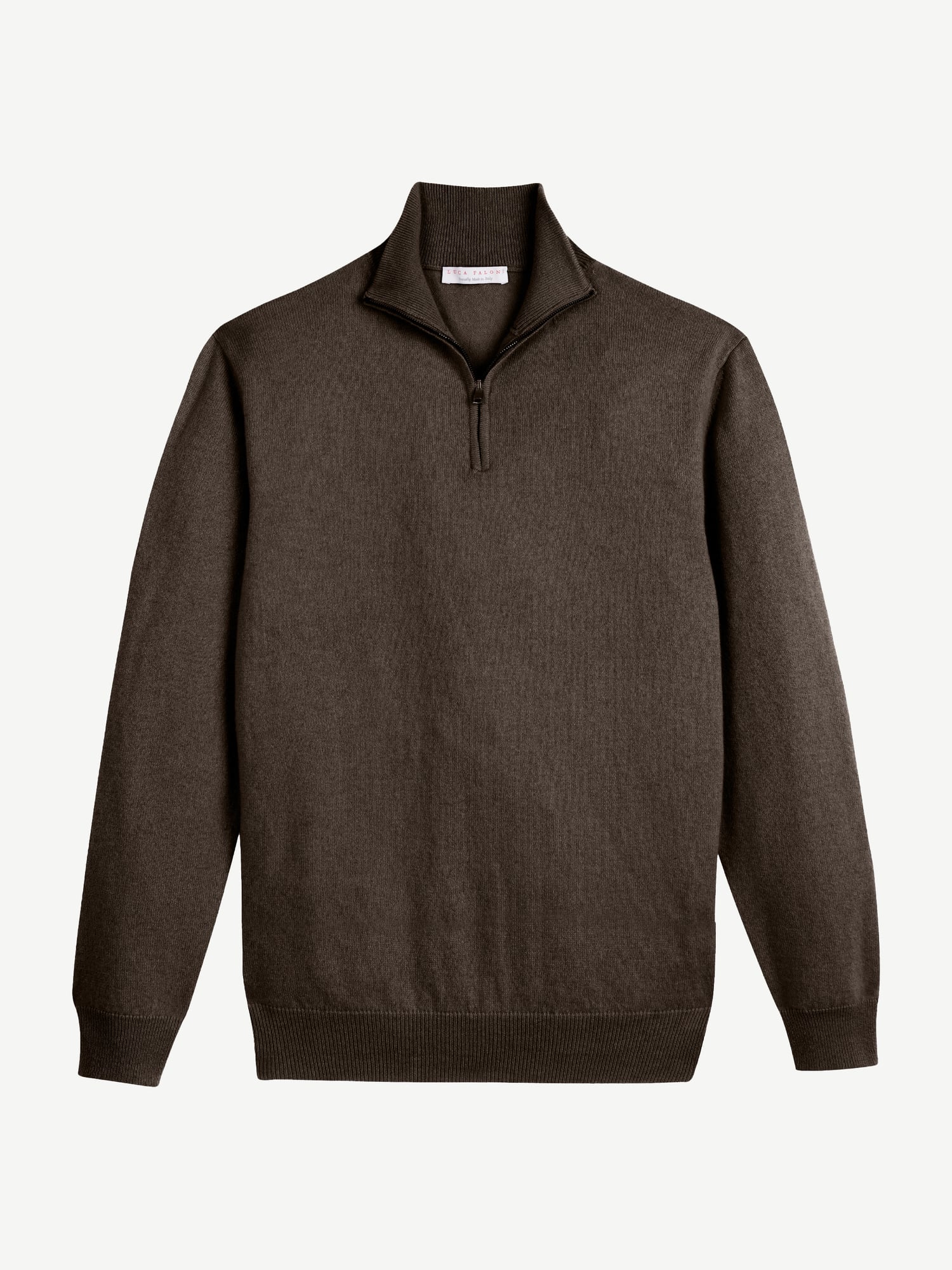 Chocolate Brown Cashmere Zip-up | Luca Faloni