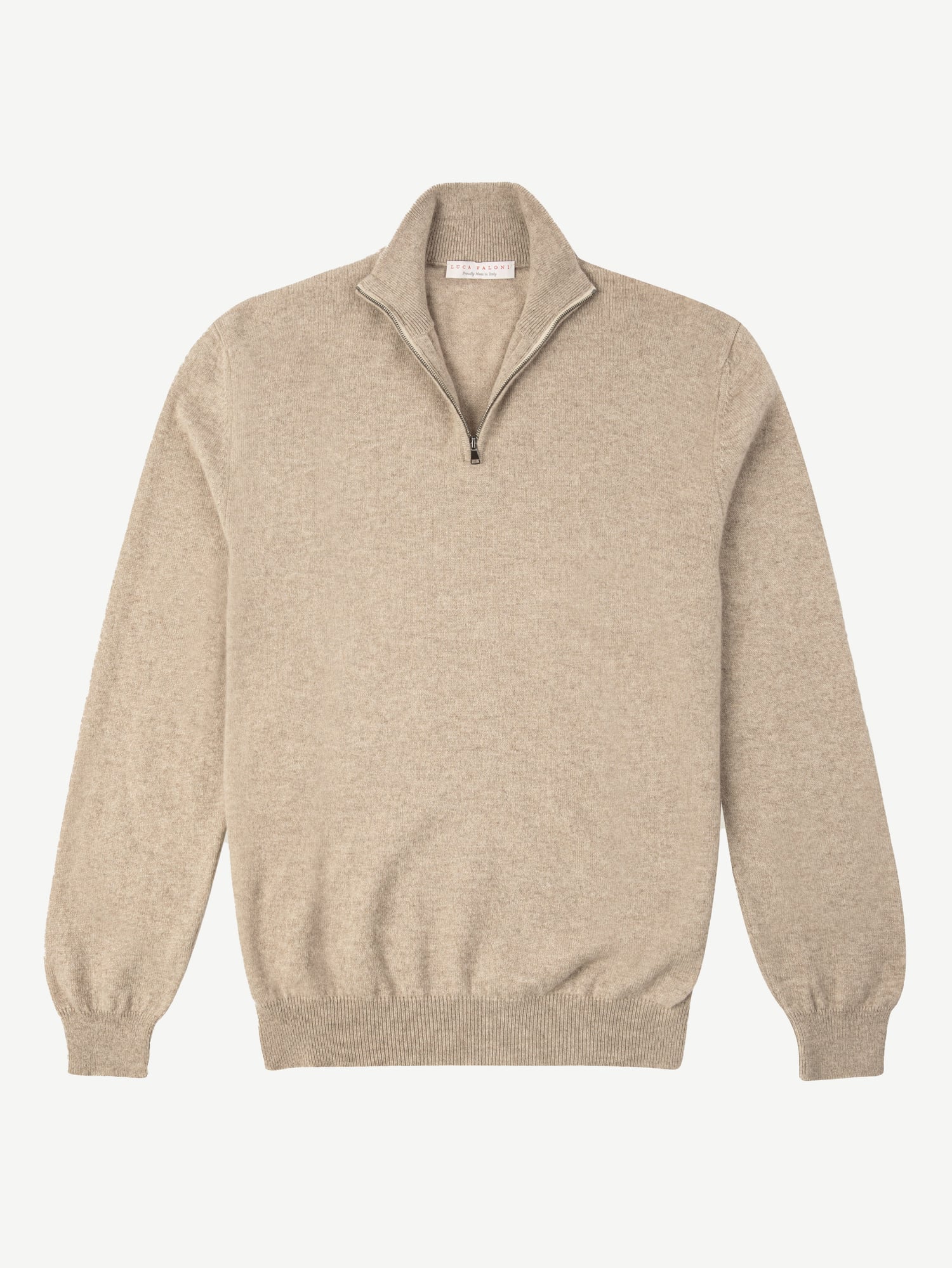 Camel Beige Cashmere Zip-up | Luca Faloni