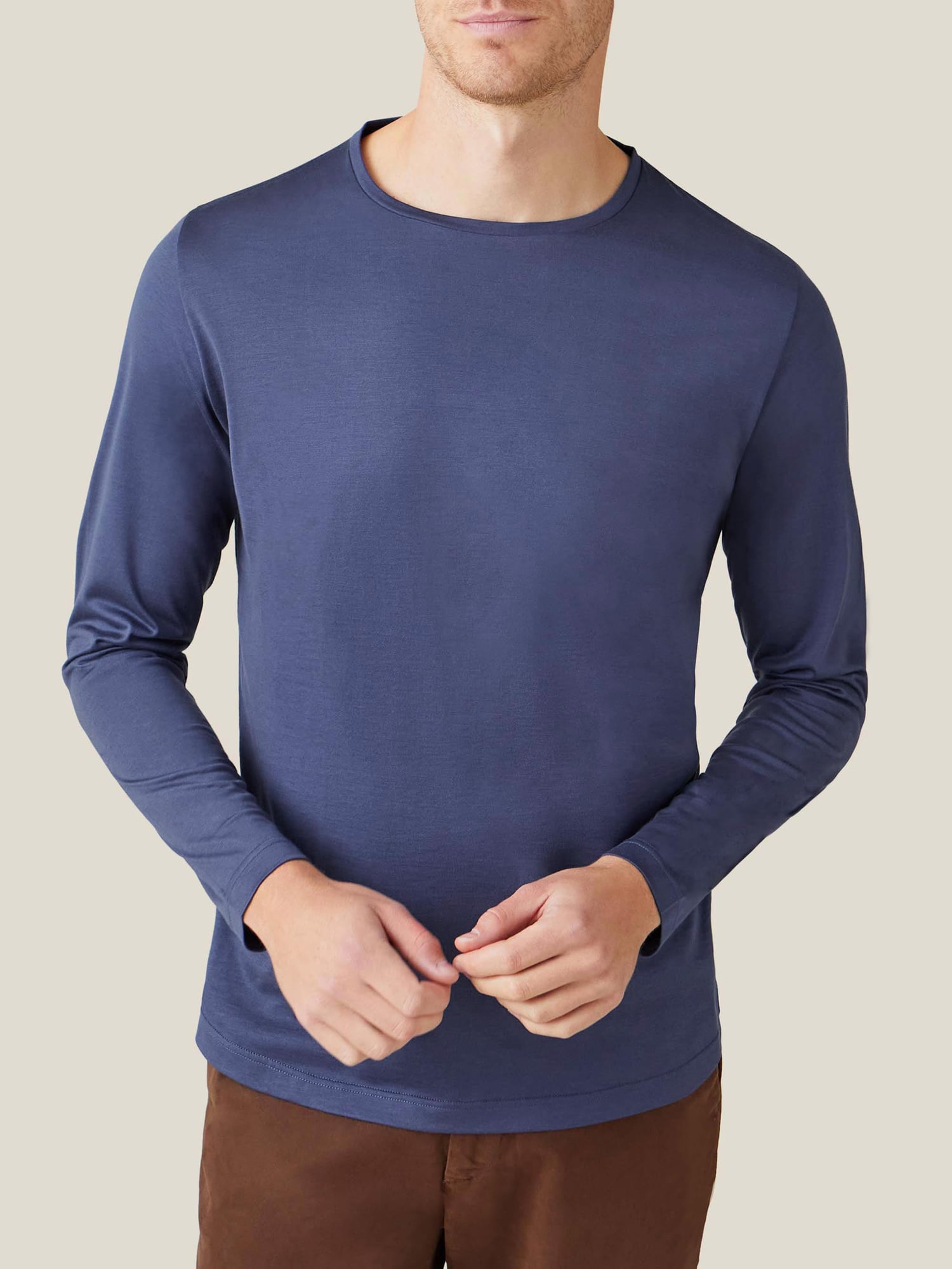 Men's Long-Sleeved Silk-Cotton T-Shirts | Luca Faloni