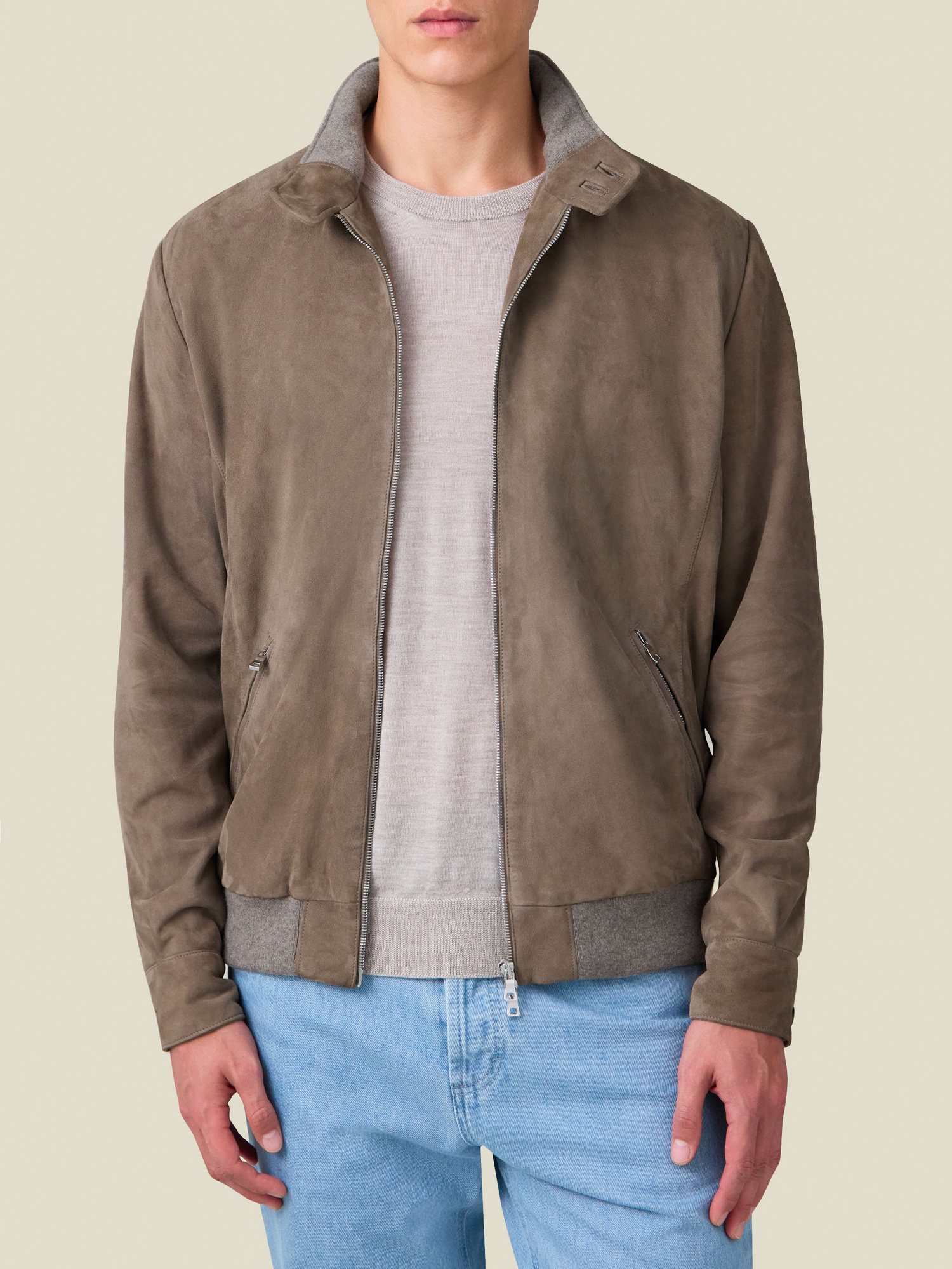 Hazelnut Brown Classic Bomber Jacket | Luca Faloni