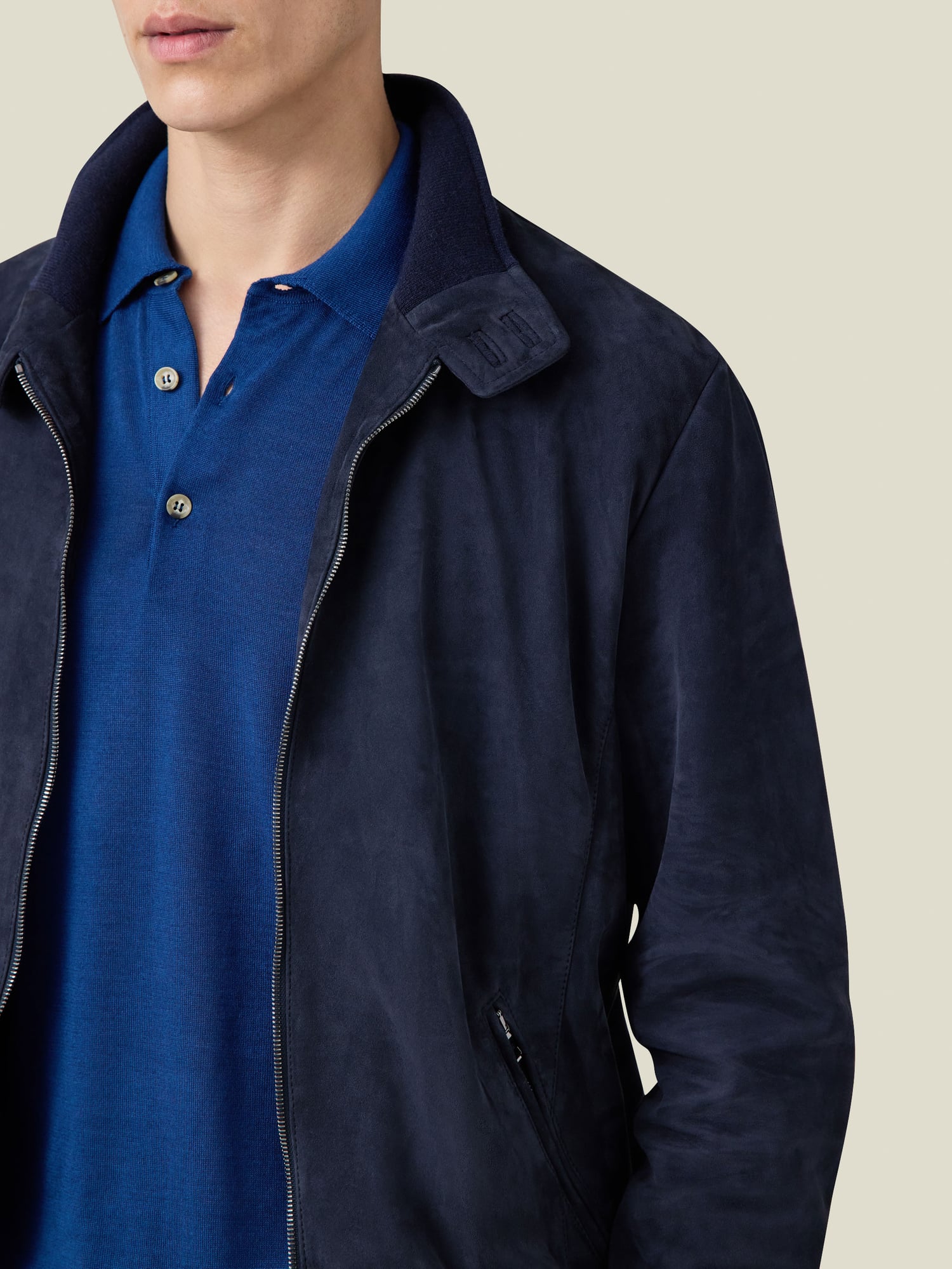 Navy Blue Classic Bomber Jacket | Luca Faloni