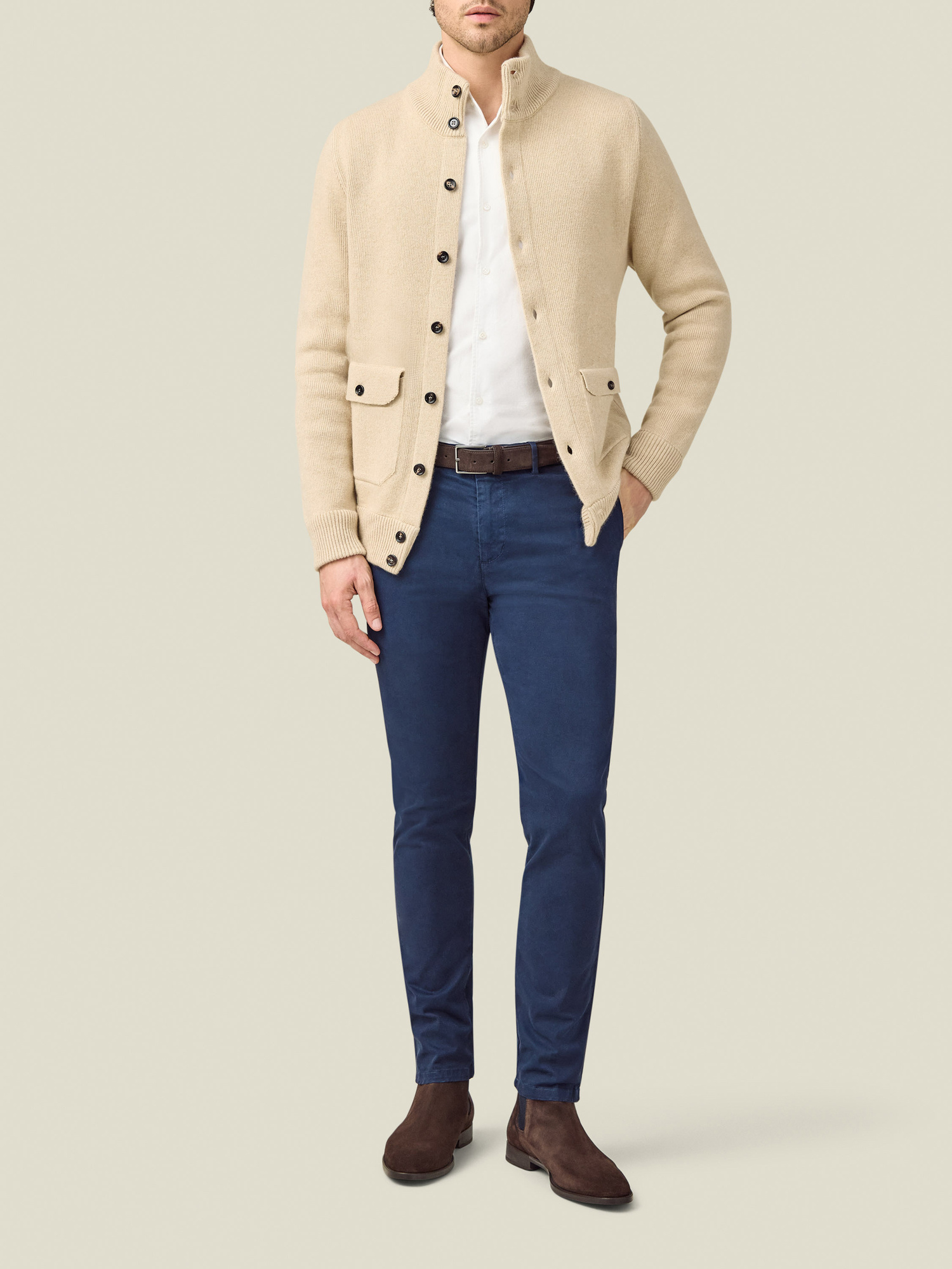 Oatmeal Cashmere Bomber | Luca Faloni