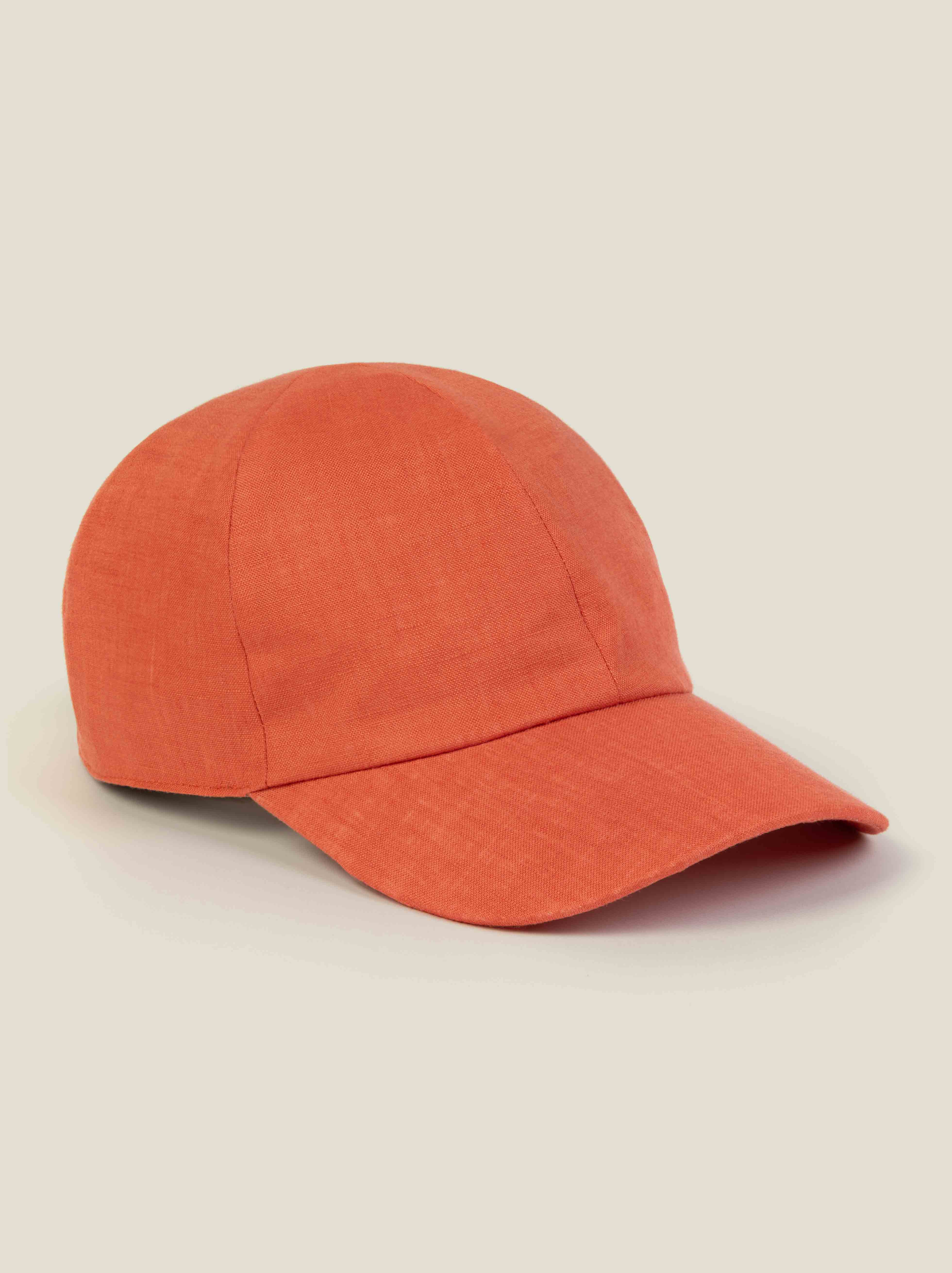 Luca Faloni Linen Baseball Cap In Orange