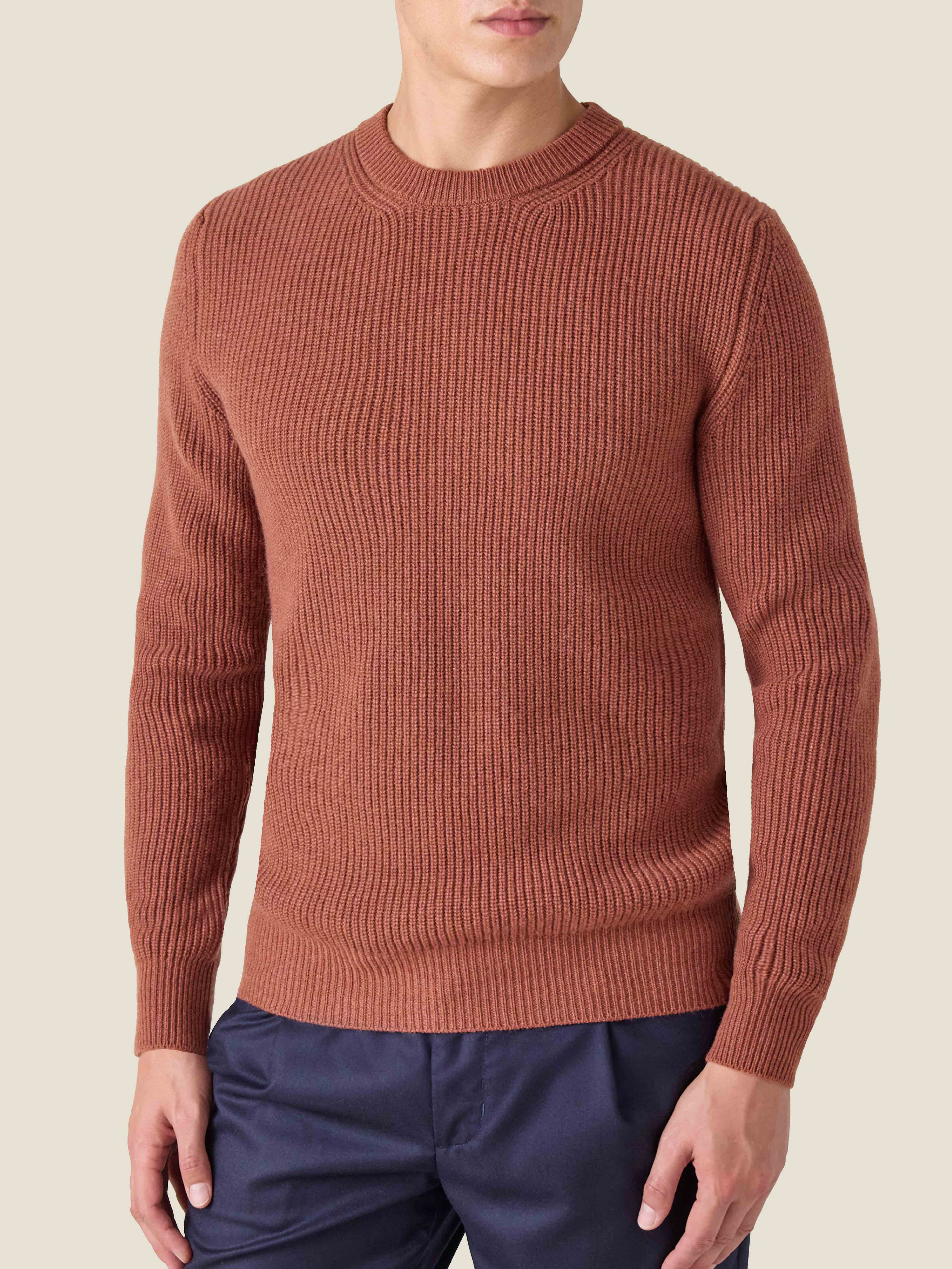 Luca Faloni Cashmere (4-ply) Crew Neck In Brown