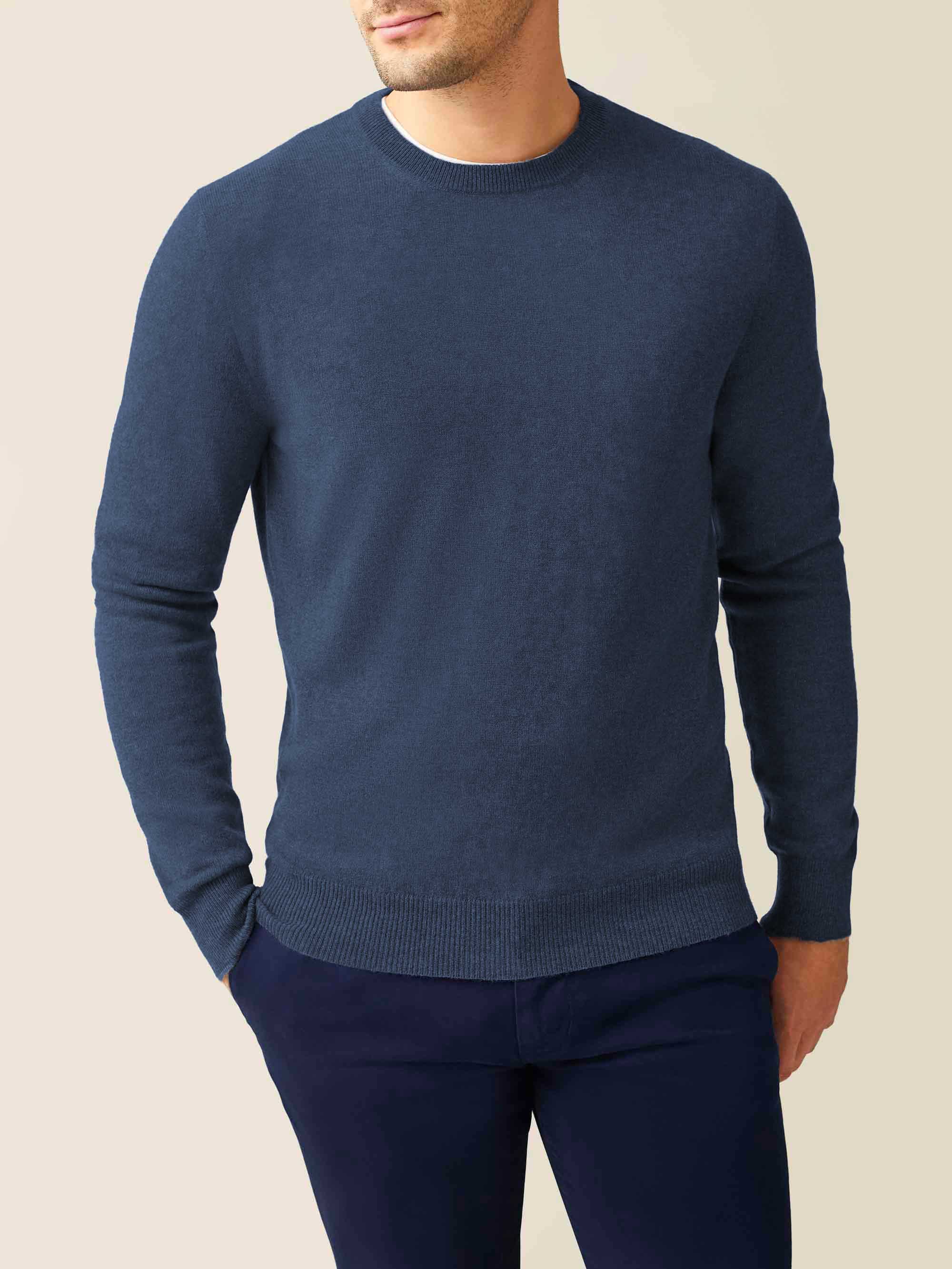 Luca Faloni Classic Crew Neck Jumper In Atlantic Blue