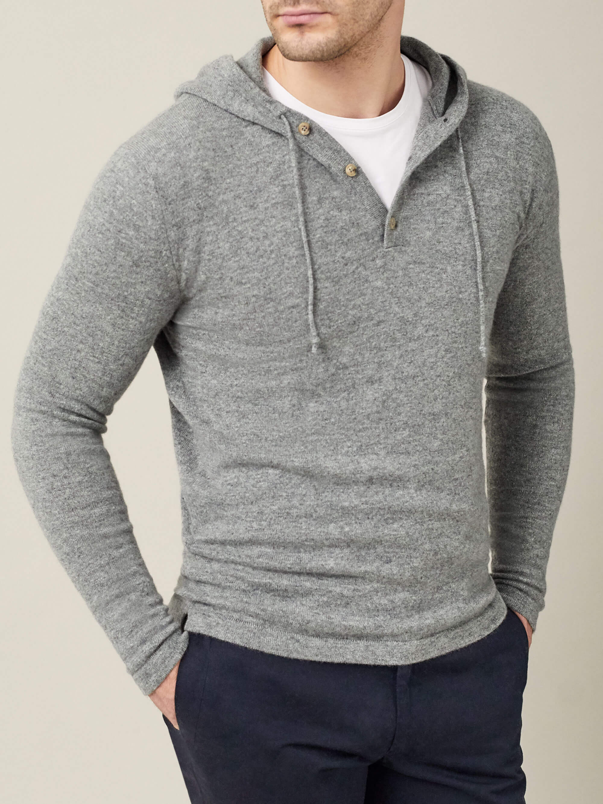 Luca Faloni Dolomiti Grey Pure Cashmere Hoodie In Dolomiti Grey