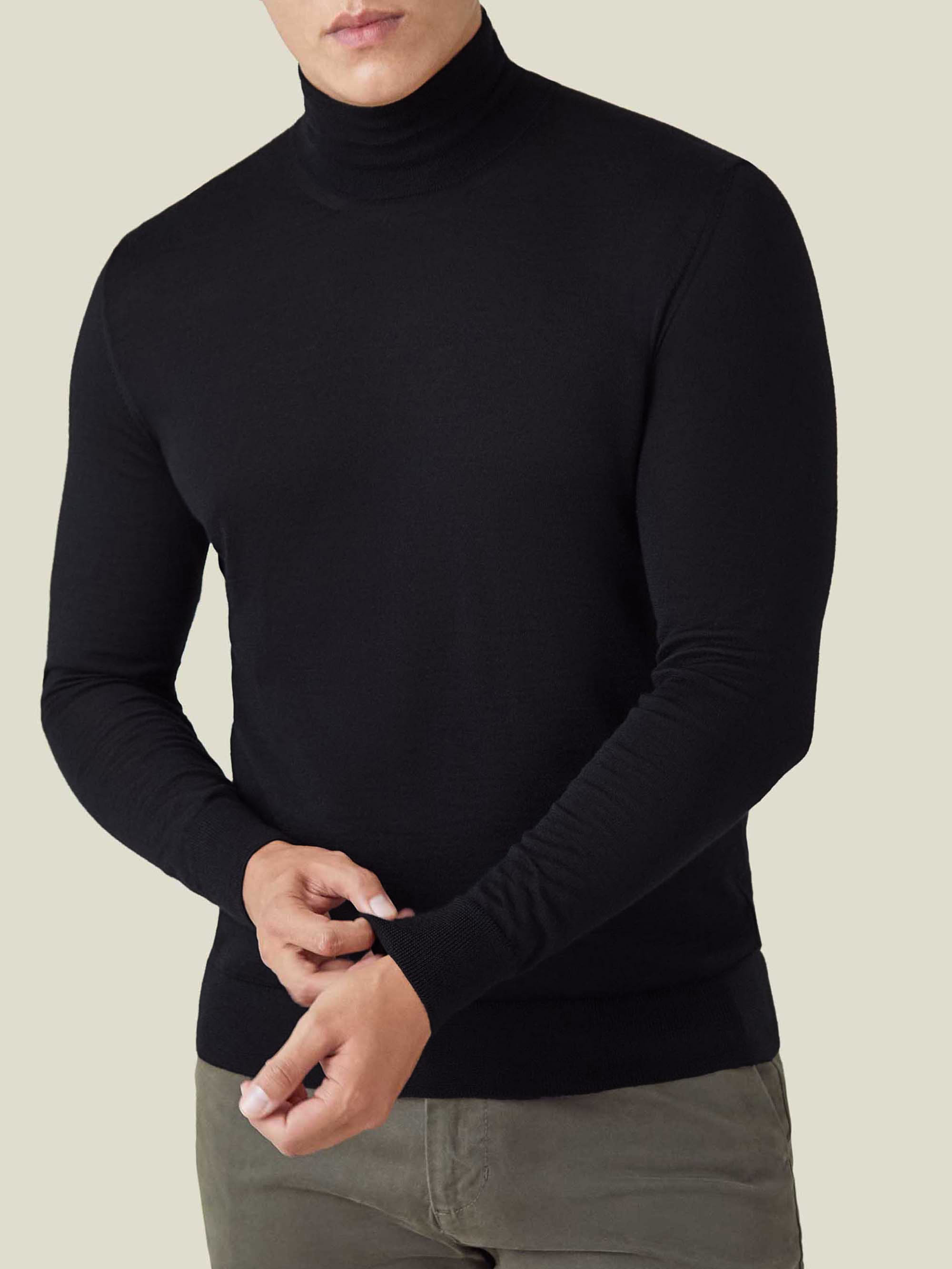 Luca Faloni Silk-cashmere Mock Neck In Black