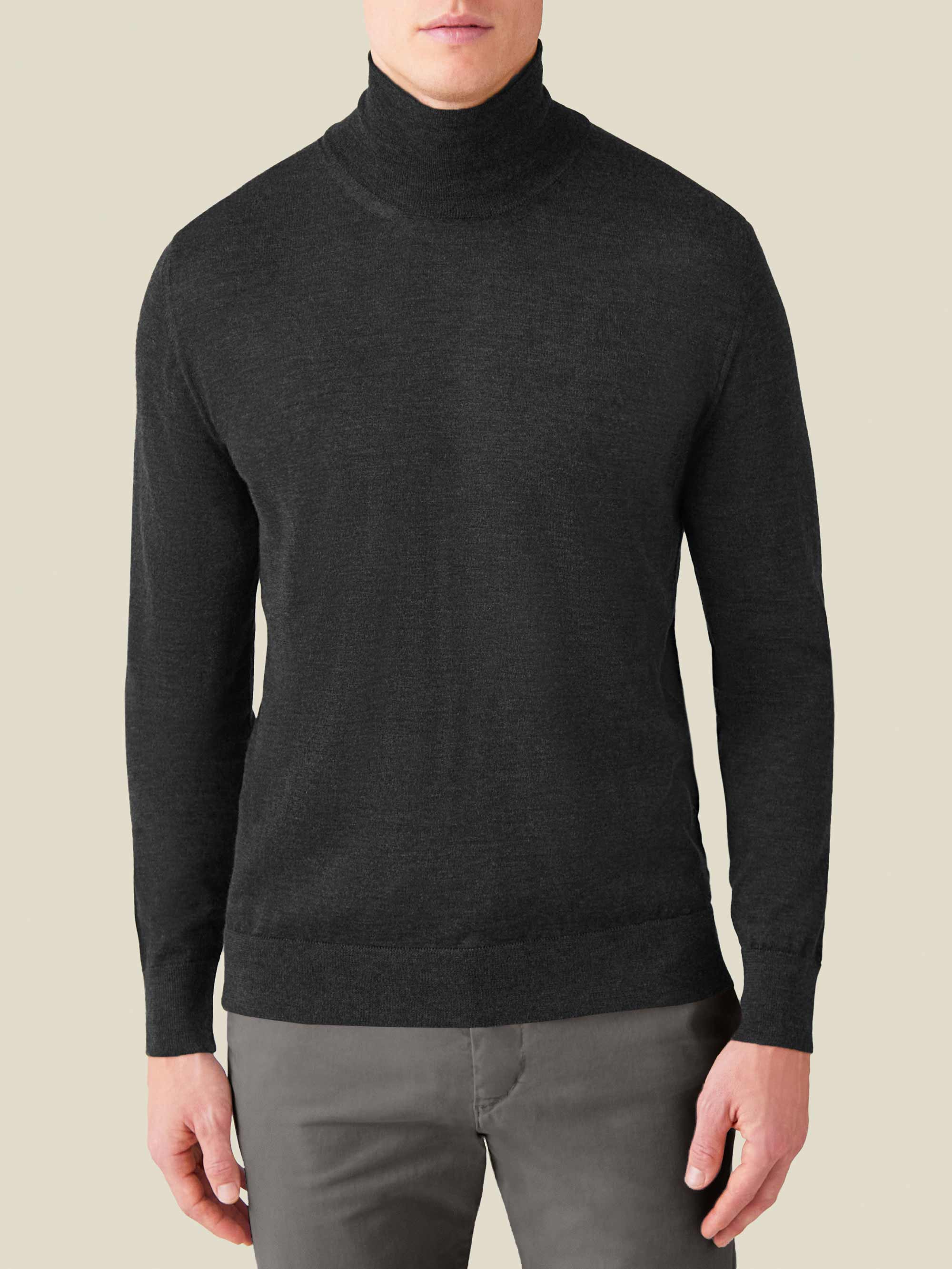 Luca Faloni Mock Neck Jumper In Charcoal Grey