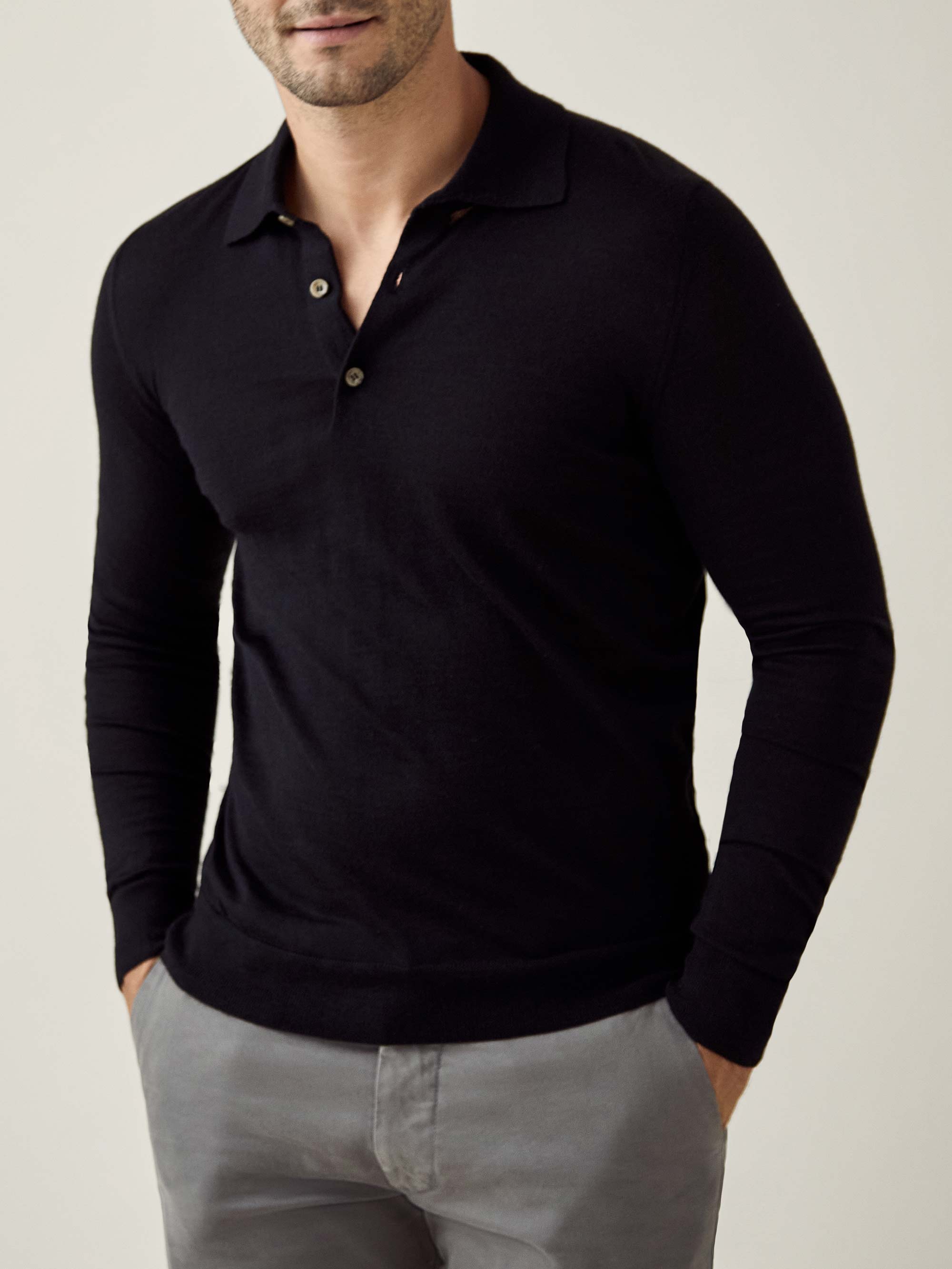 Luca Faloni Silk-cashmere Knitted Polo In Black