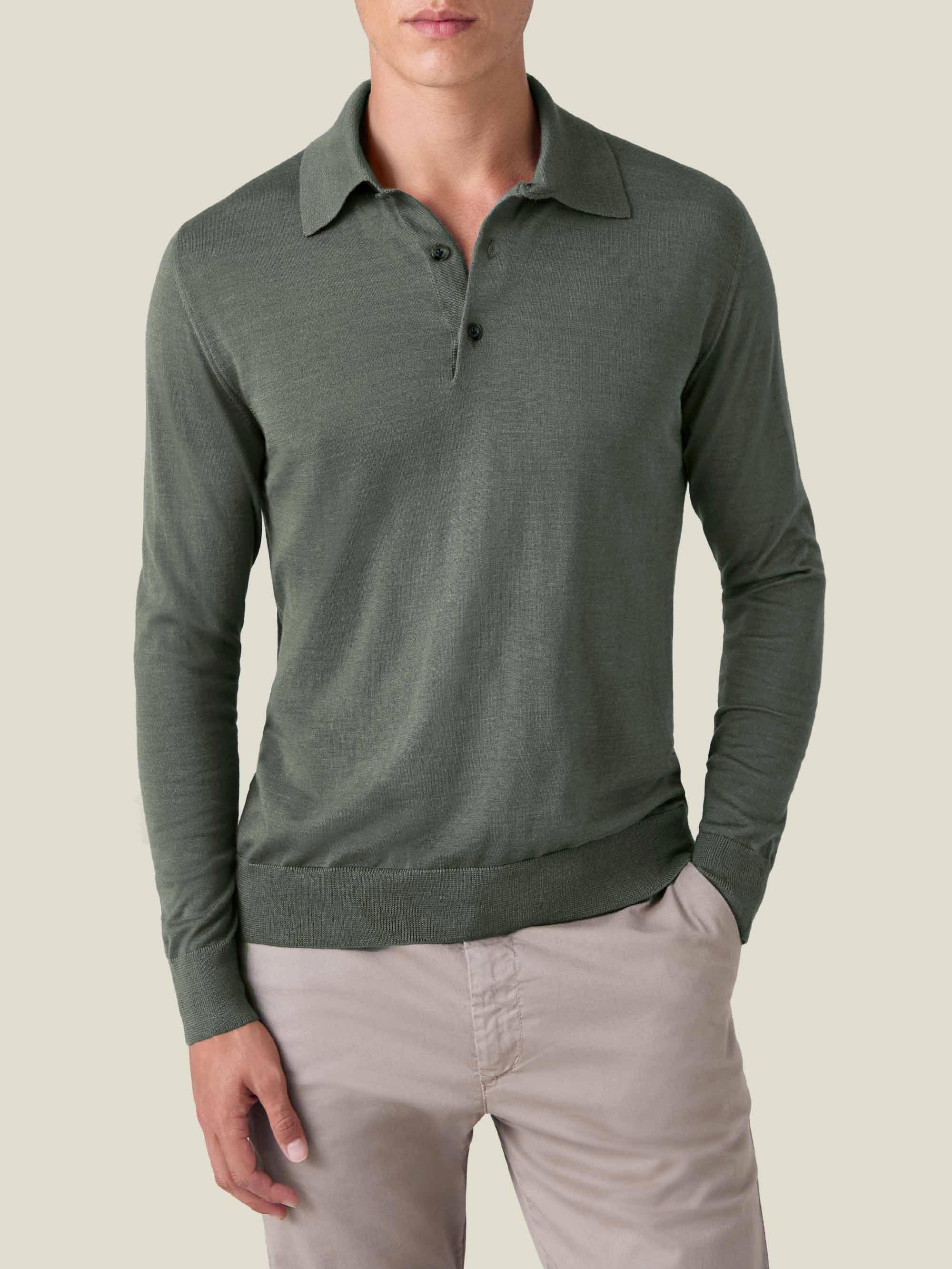 Luca Faloni Silk-cashmere Knitted Polo In Green