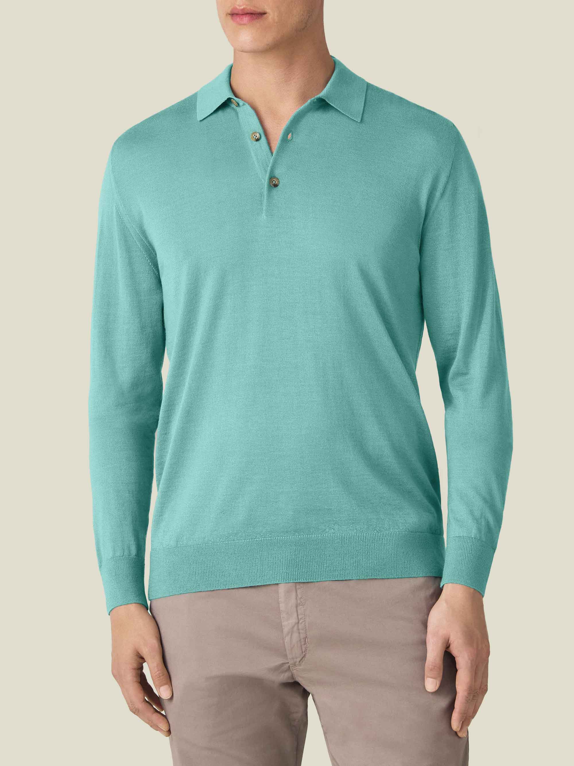 Luca Faloni Silk-cashmere Knitted Polo In Blue