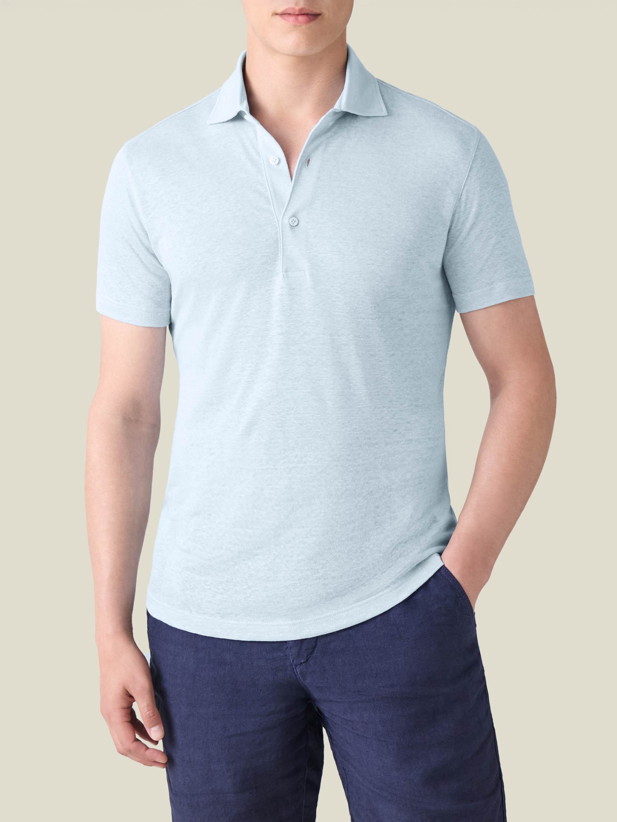 Luca Faloni Linen Jersey Elba Polo In Blue