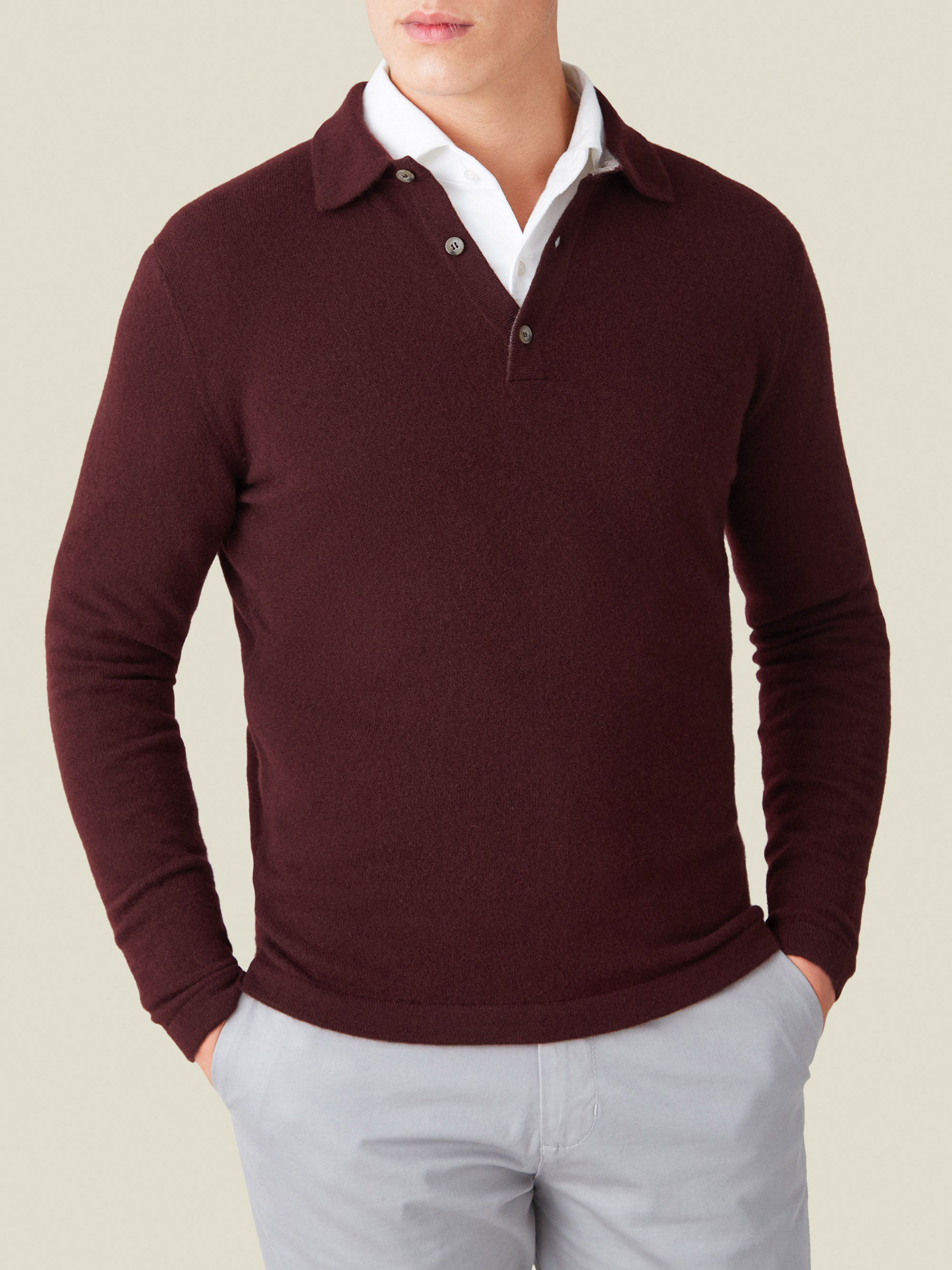 Luca Faloni Lava Red Pure Cashmere Polo Sweater In Lava Red